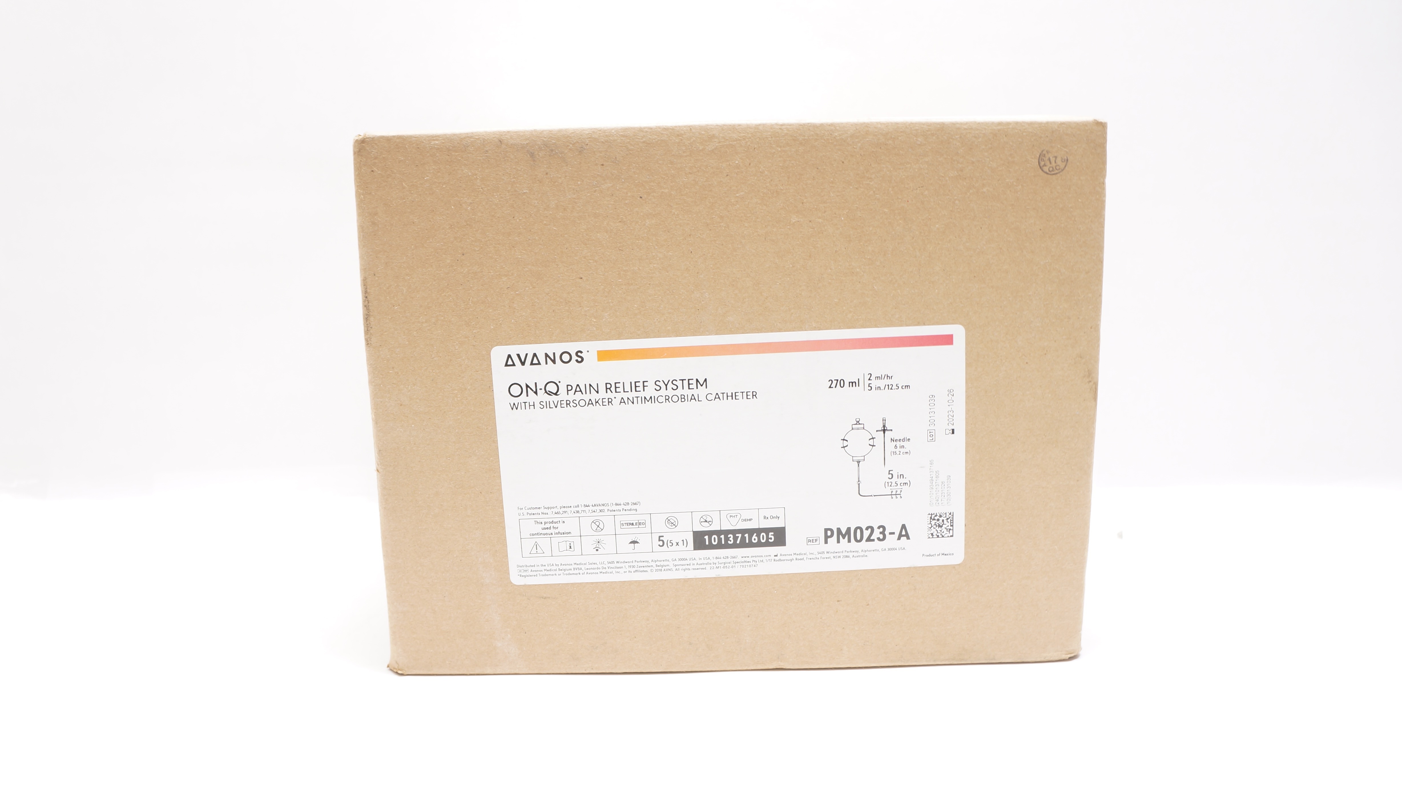 Avanos PM023-A On-Q Pain Relief System W/Cath. 270ml x 5 inch (x) - Box of 5