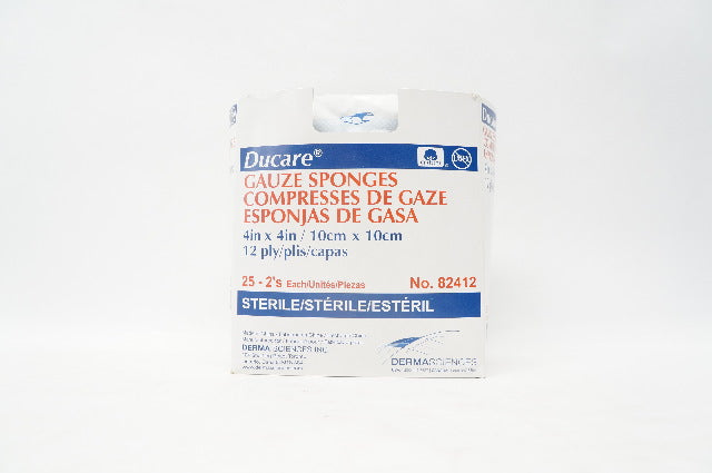 Derma Sciences 82412 Ducare Gauze Sponges 4 inch x 4 inch 12-Ply - Box of 25