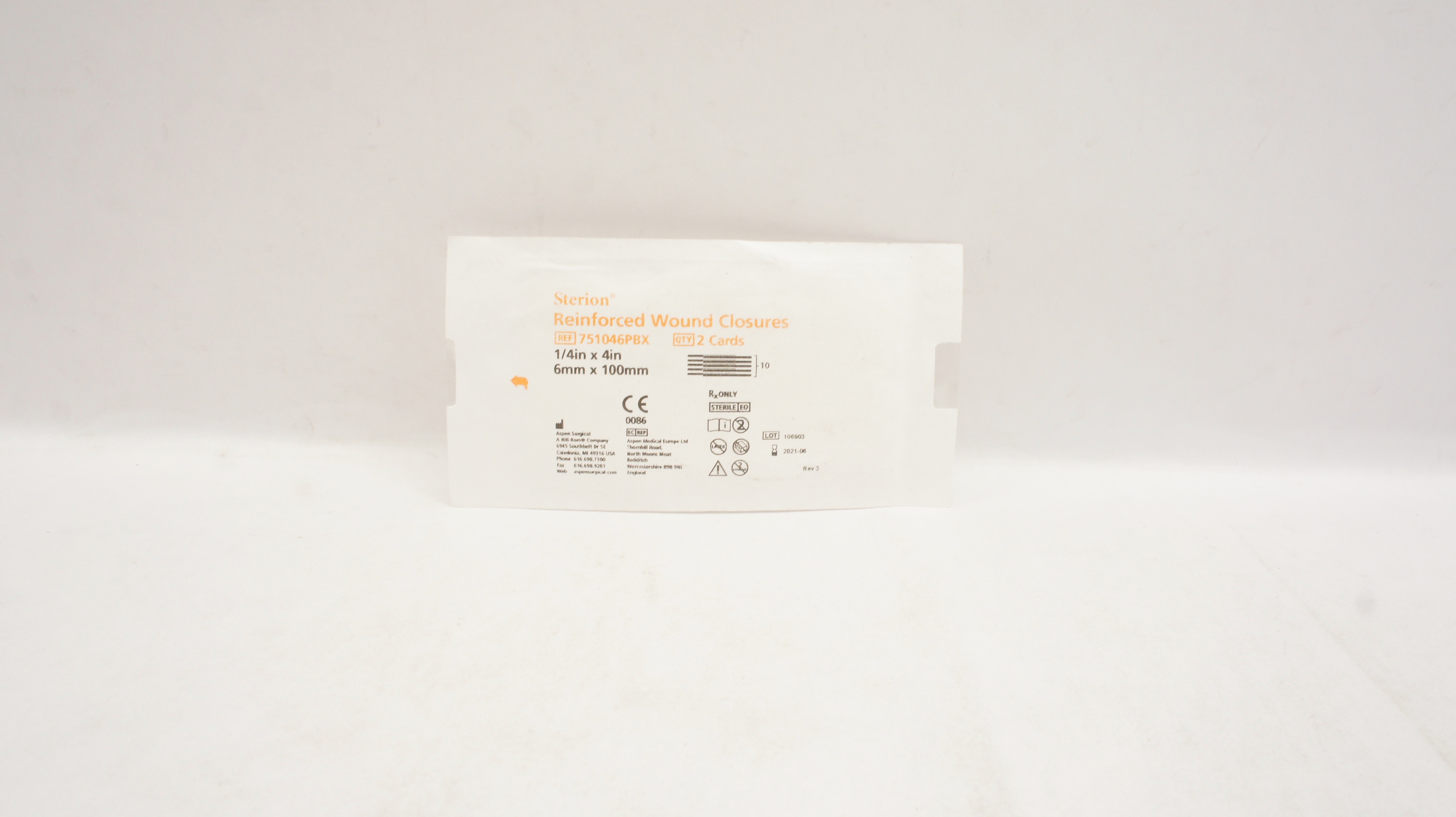 Aspen Surgical 751046PBX Reinforced Wound Closures 1/4in x 4in (x) - Pack of 2