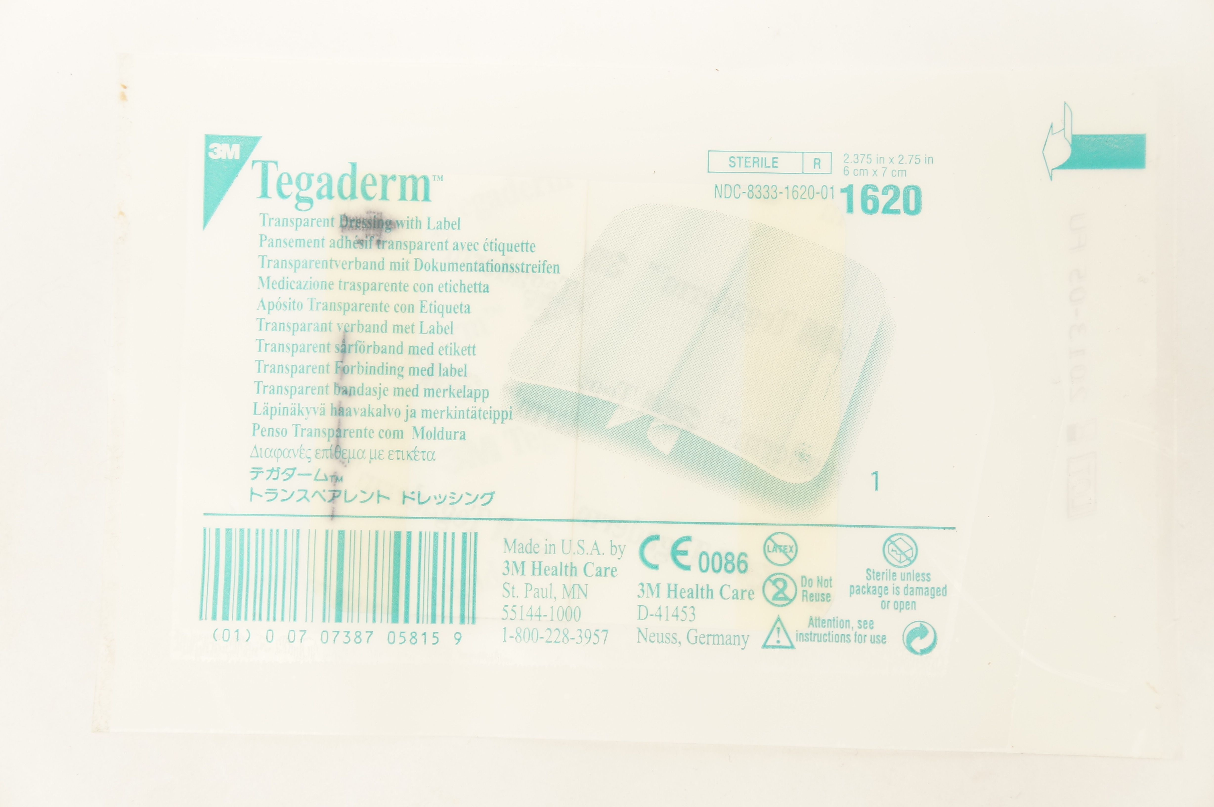 3M 1620 Tegaderm Transparent Dressing with Label 2.375 x 2.75 inch (x)