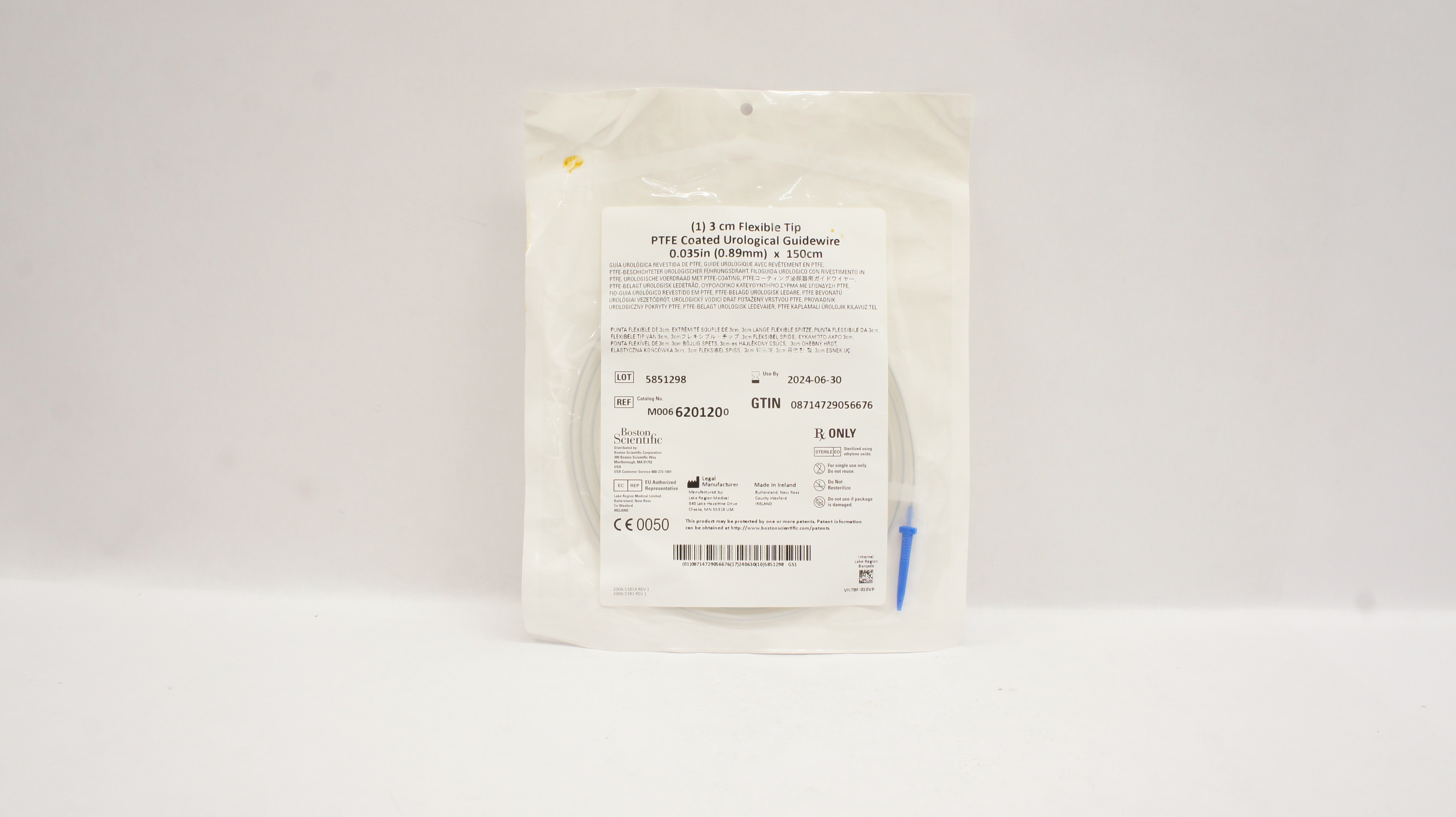 Boston Scientific 620120 3cm Flexible Tip PTFE Coated Urological Guidewire