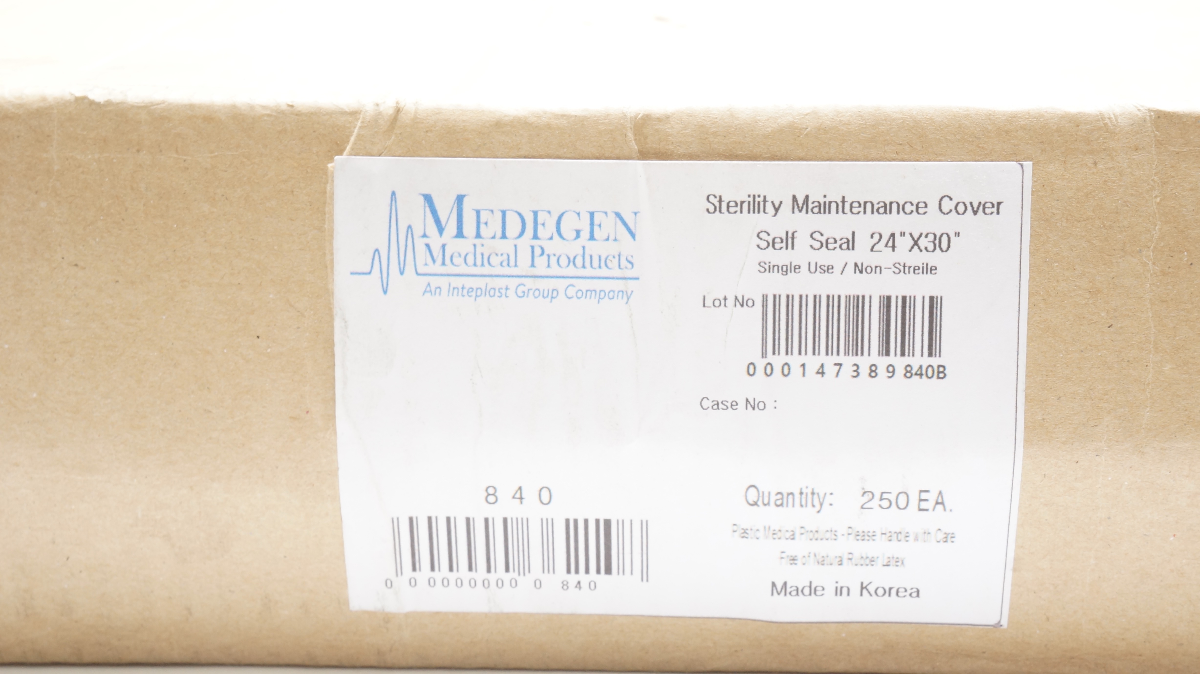 Medegen 840 Sterility Maintenance Cover Self Seal 24 x 30inch Box of 250