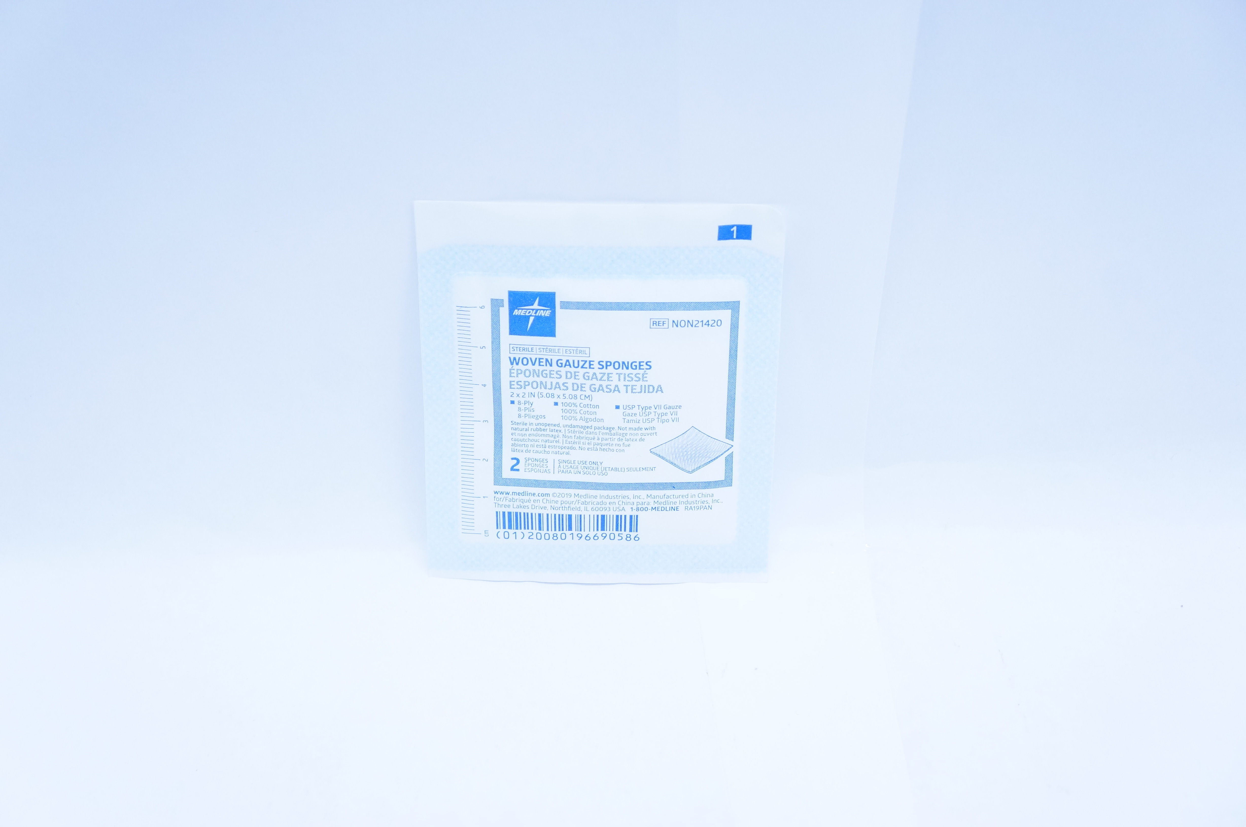 Medline NON21420 Woven Gauze Sponges 2 x 2inch 8-Ply