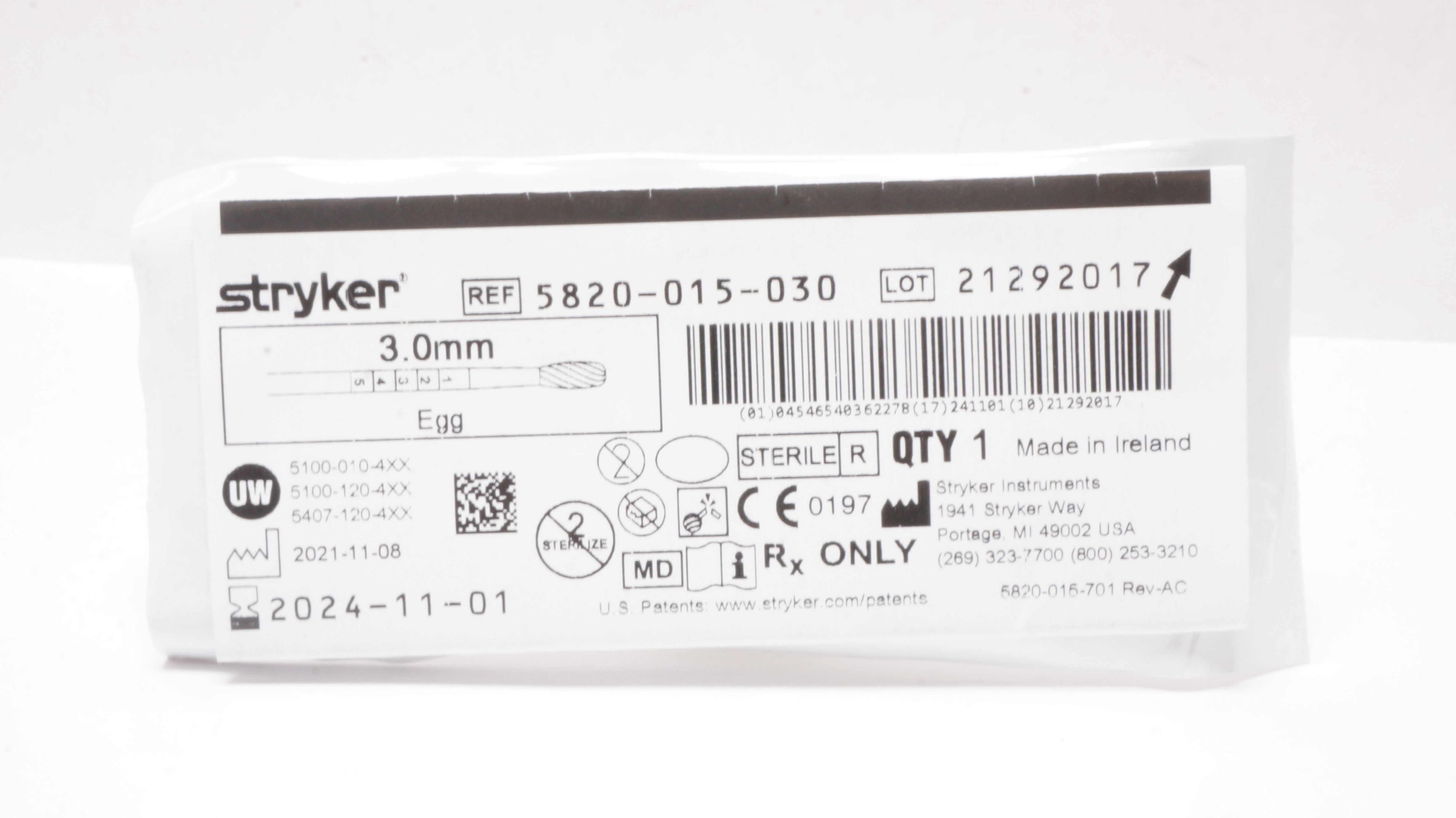 Stryker 5820-015-030 3.0mm Egg