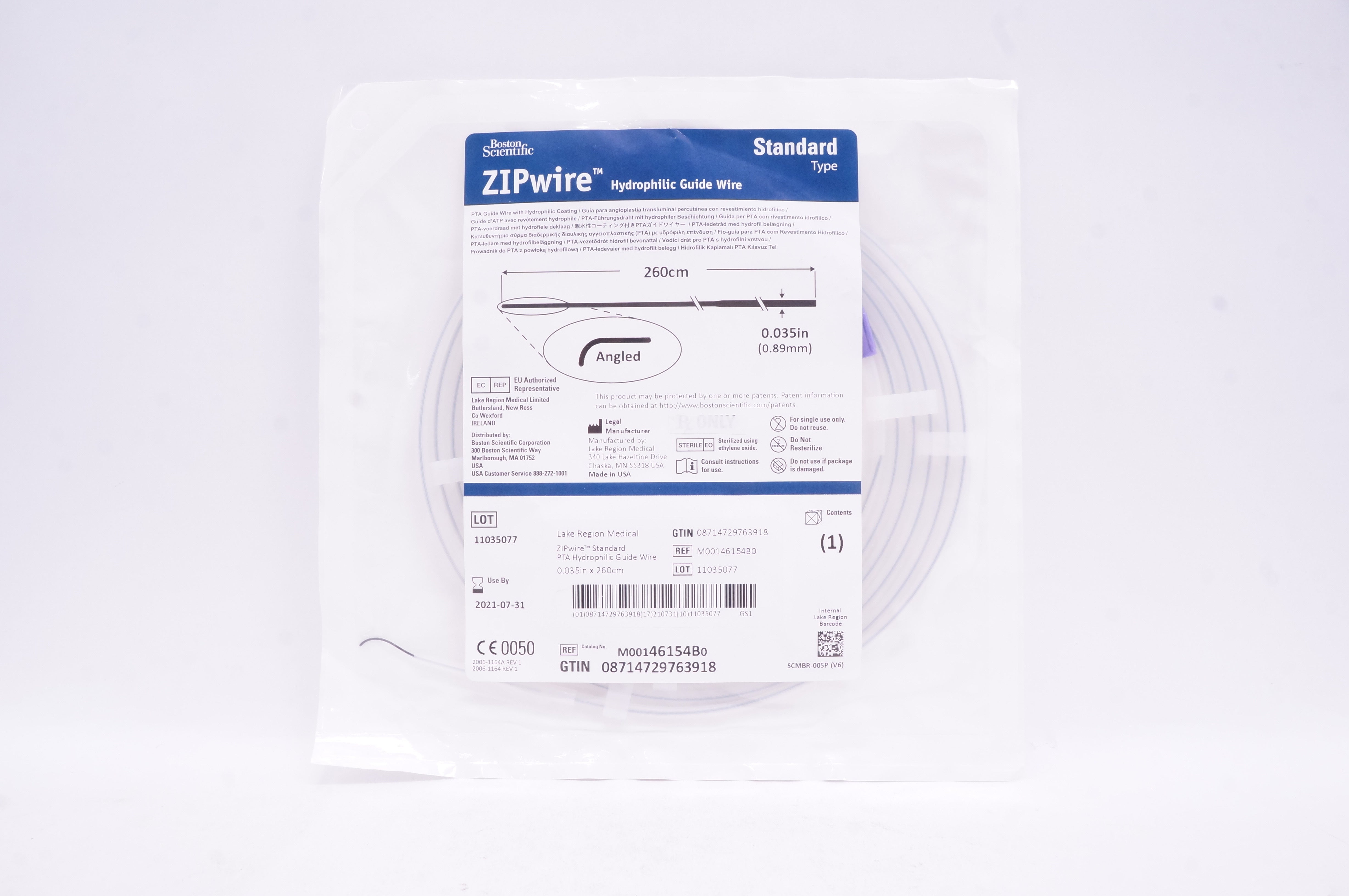 Boston Scientific 46154B ZIPwire Hydrophilic Guide Wire 0.035in