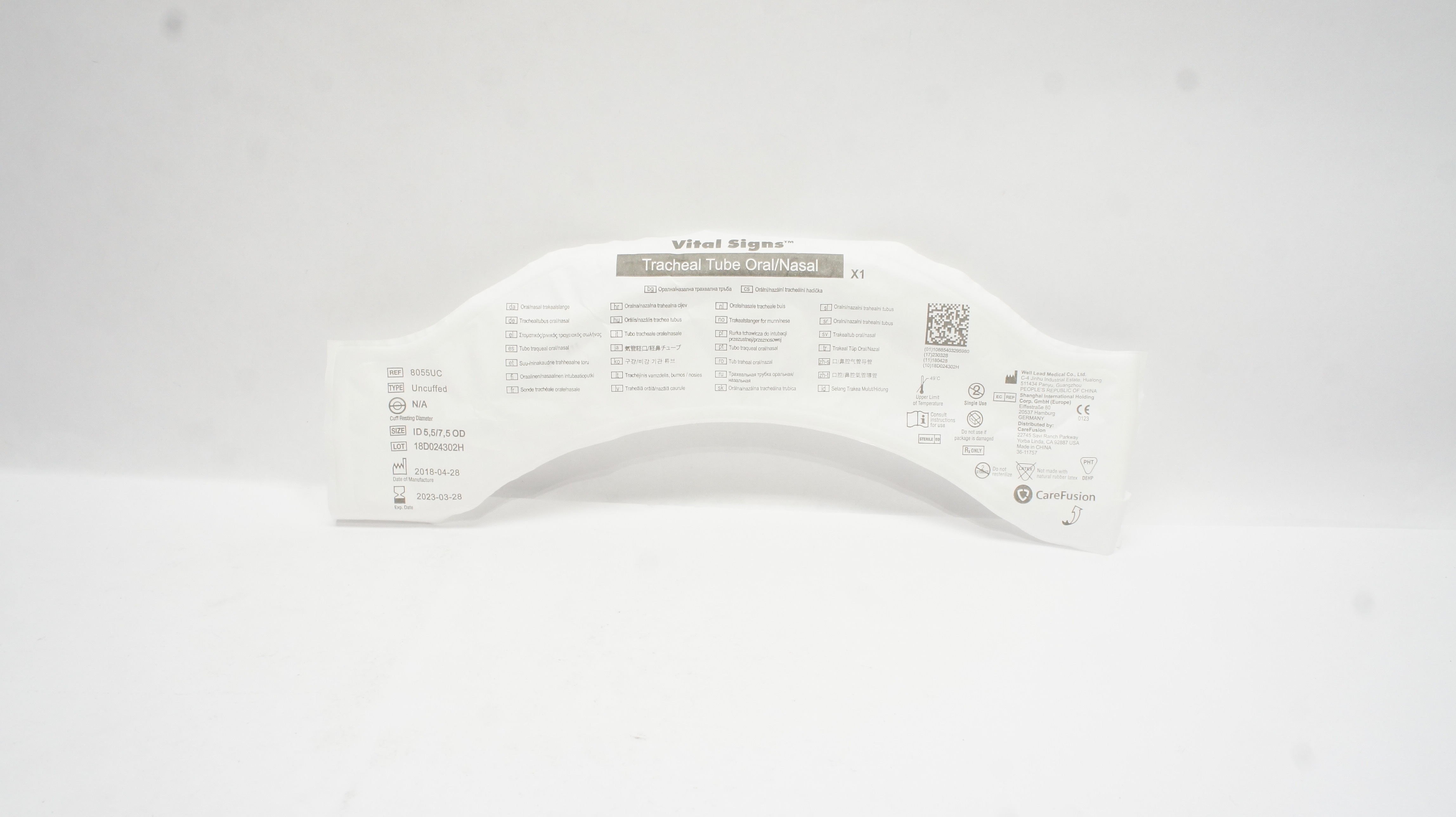 Vital Signs 8055UC Tracheal Tube Oral/Nasal, Uncuffed 5.5 ID x 7.5 OD (x)