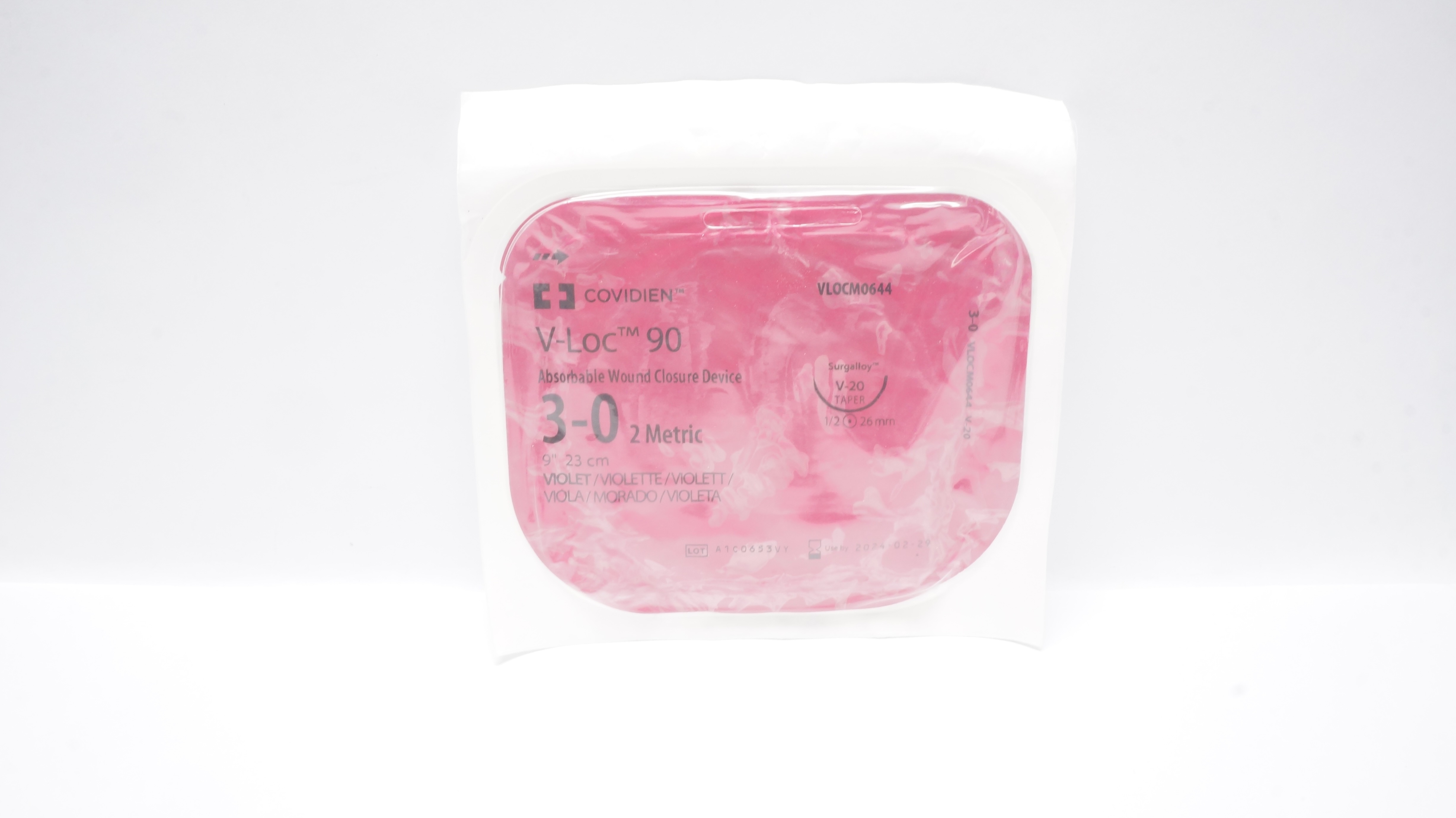 Covidien VLOCM0644 3-0 V-Loc 90 Wound Closure Device V-20 Taper 1/2 26mm 9inch(x)