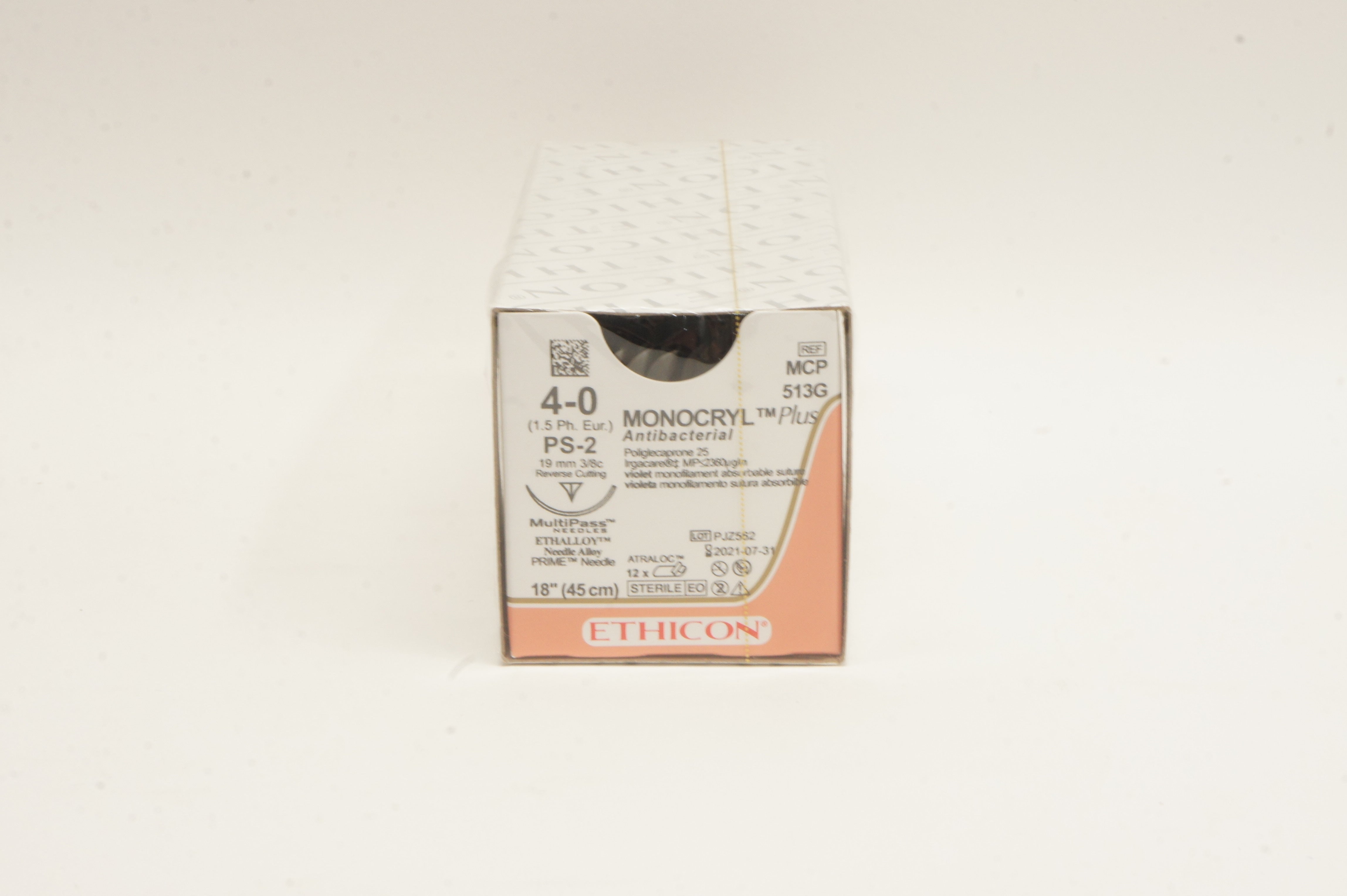 Ethicon MCP513G 4-0 Monocryl Plus Stre PS-2 19mm 3/8c 18 inch - Box of 12