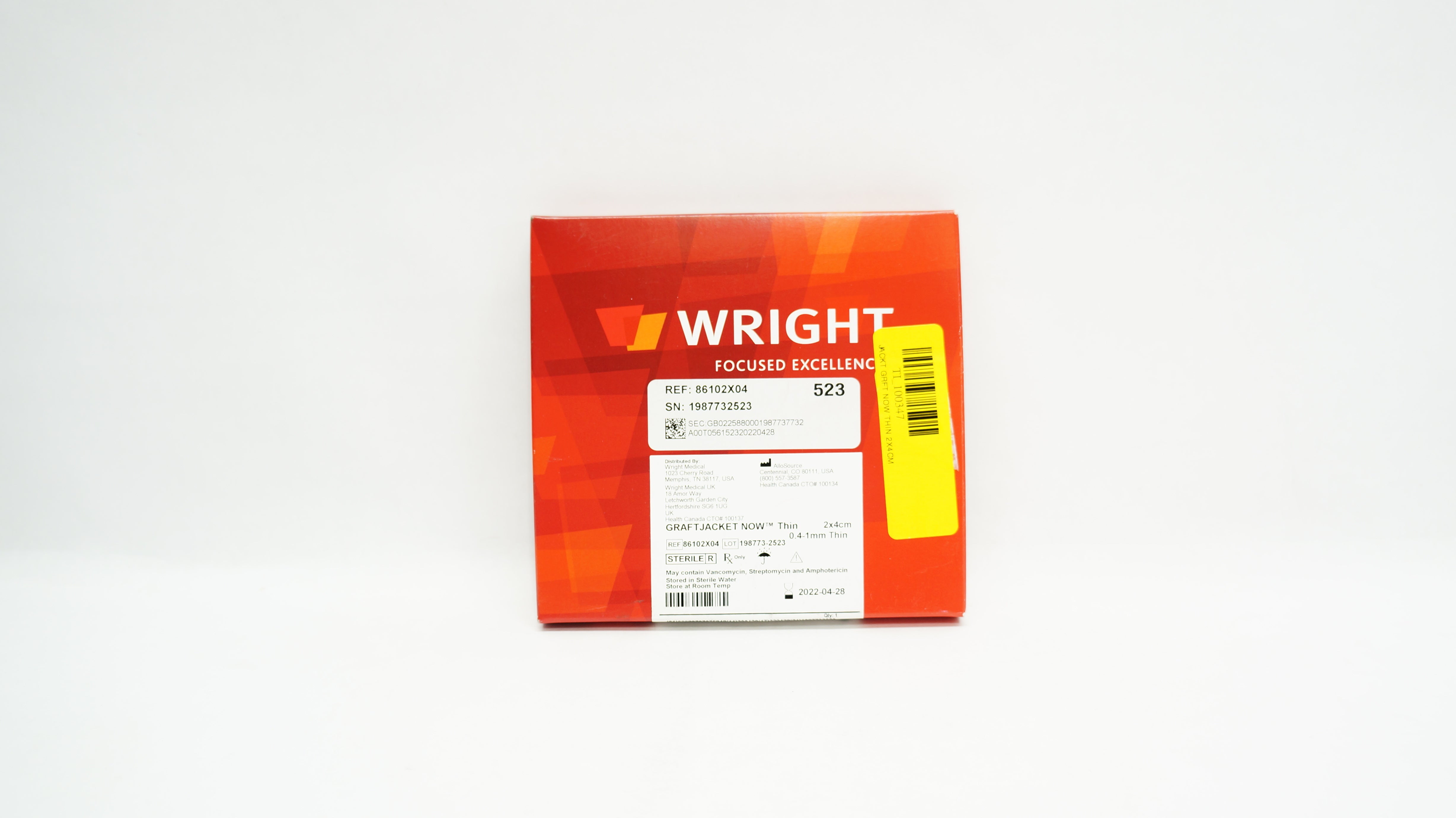 Wright Medical 86102X04 Graft Jacket Now Regenerative Tissue Matrix 0.4