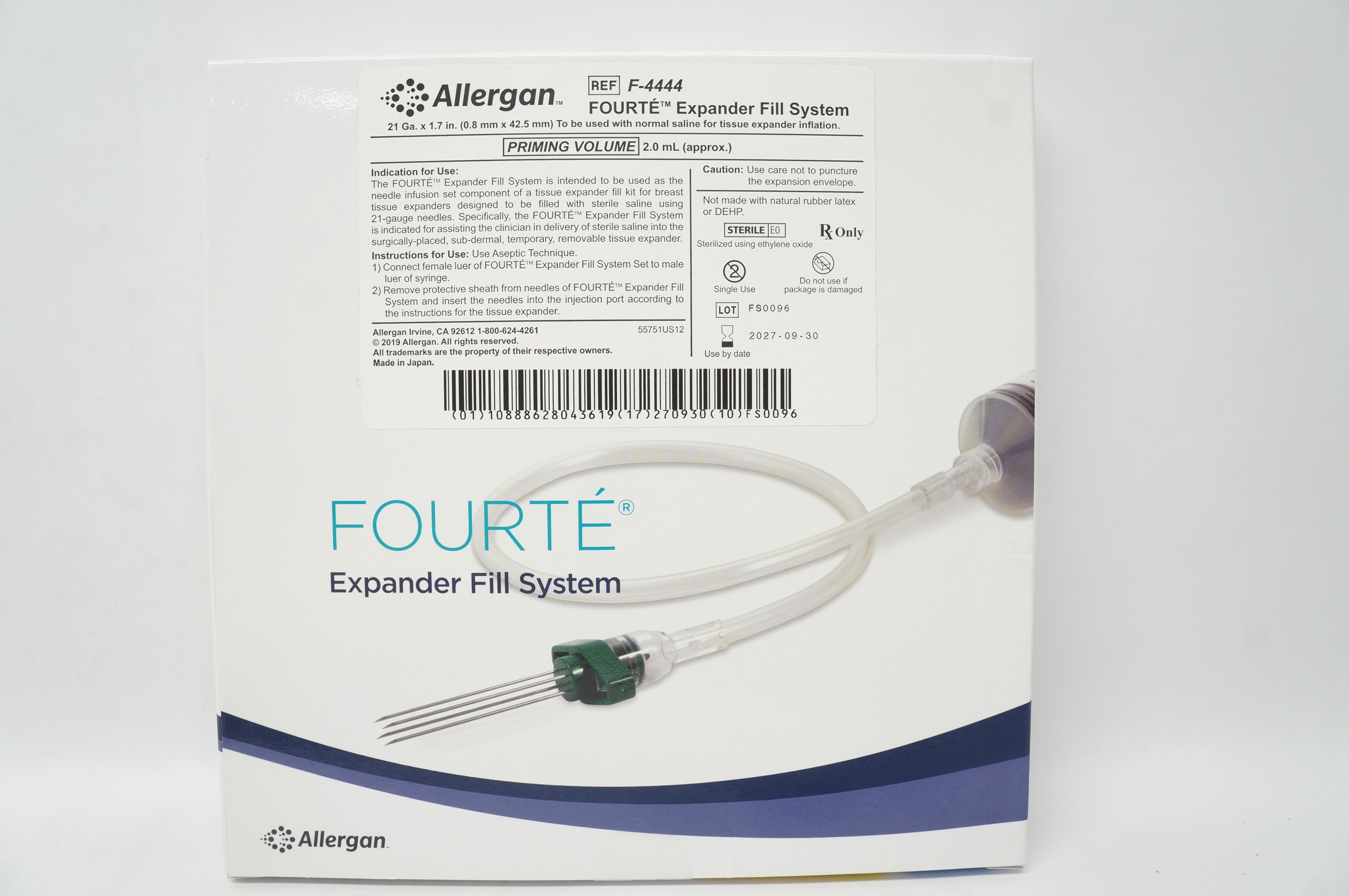 Allergan F-4444 Fourte Expander Fill System 21 Ga x 1.7 inch Priming Vol. 2.0mL