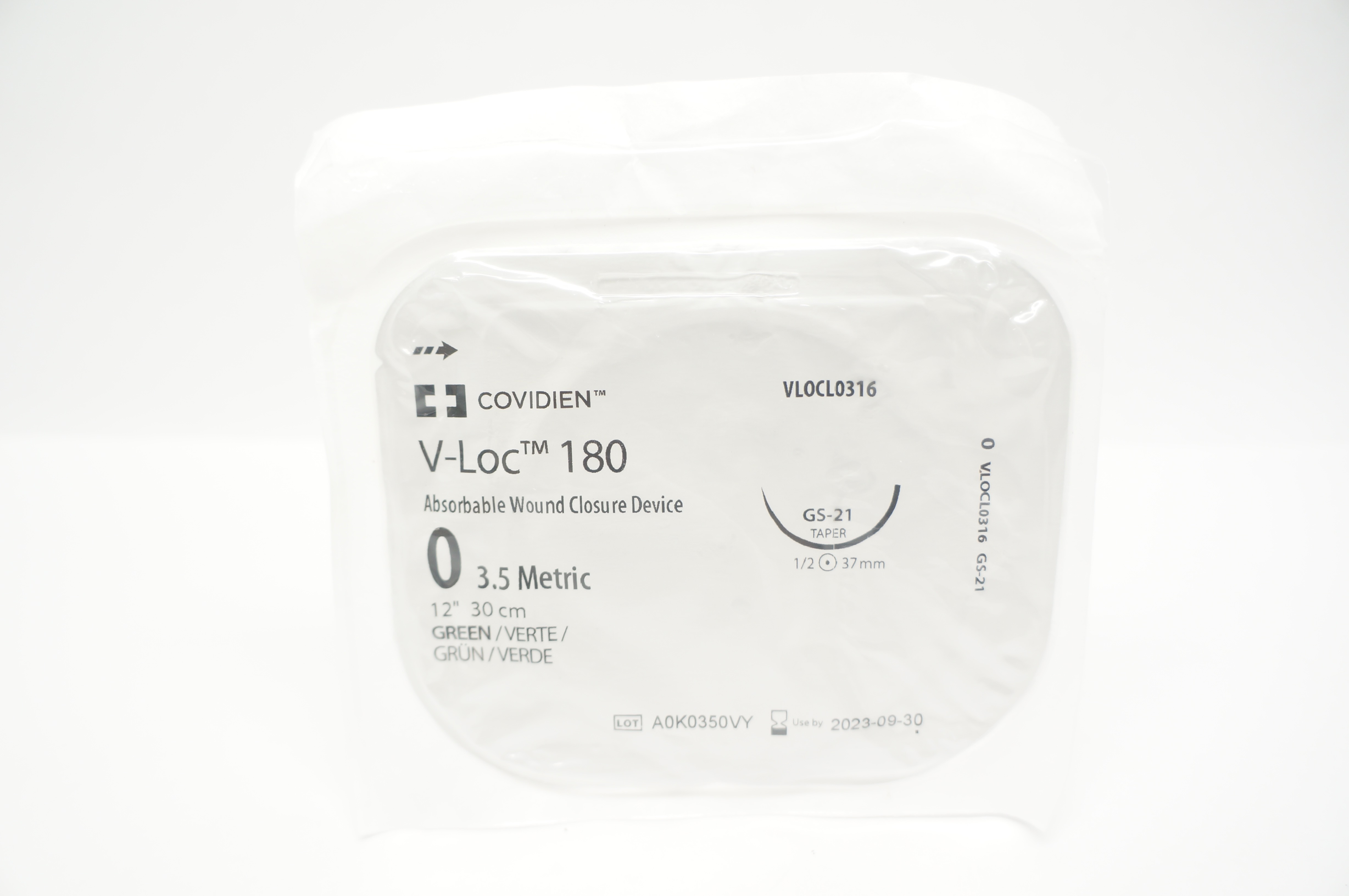 Covidien VLOCL0316 0 V-Loc 180 Wound Closure GS-21 Taper 1/2 37mm 12inch