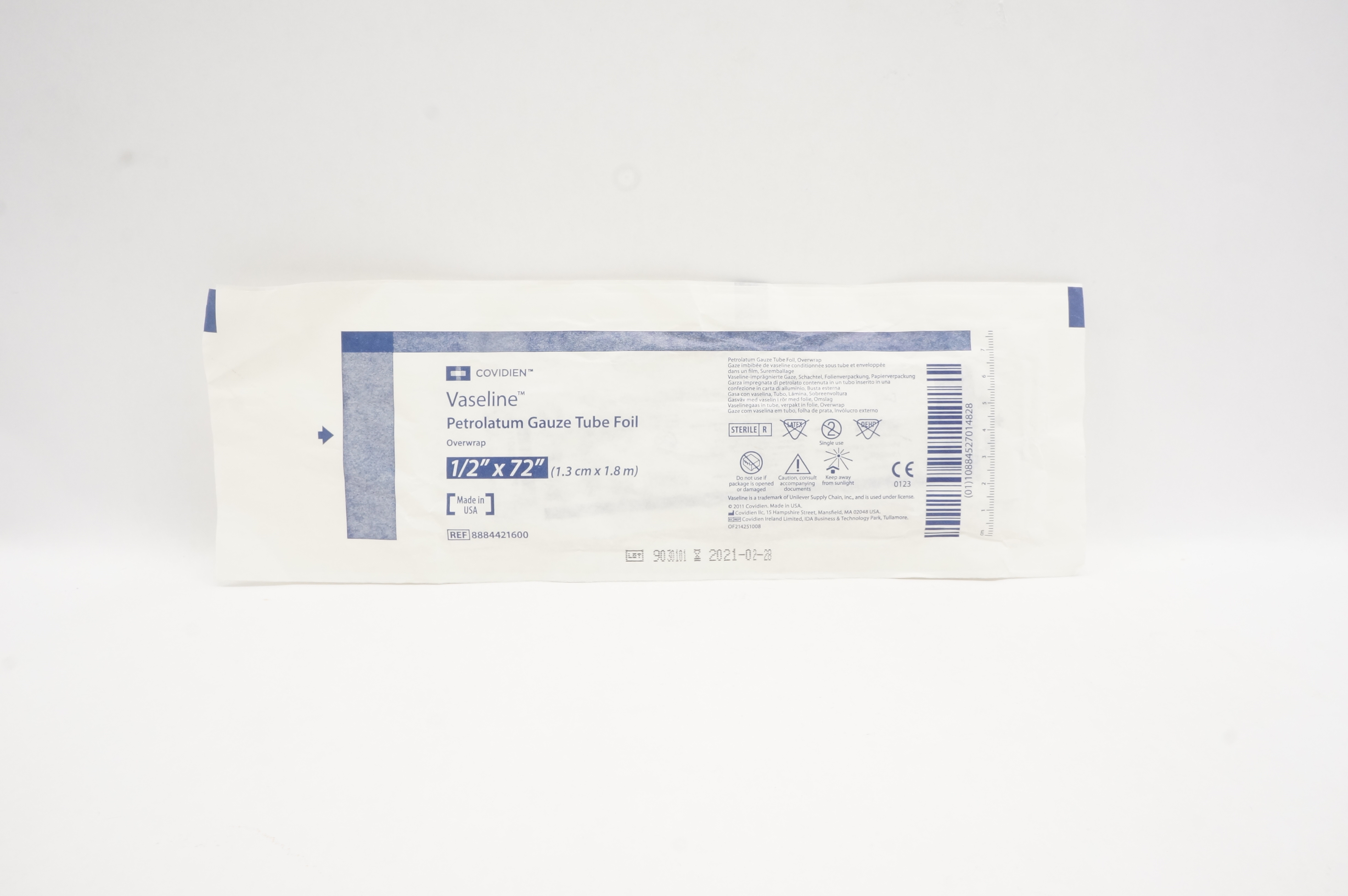 Covidien 8884421600 Vaseline Petrolatum Gauze Tube Foil 1/2 x 72inch (x)