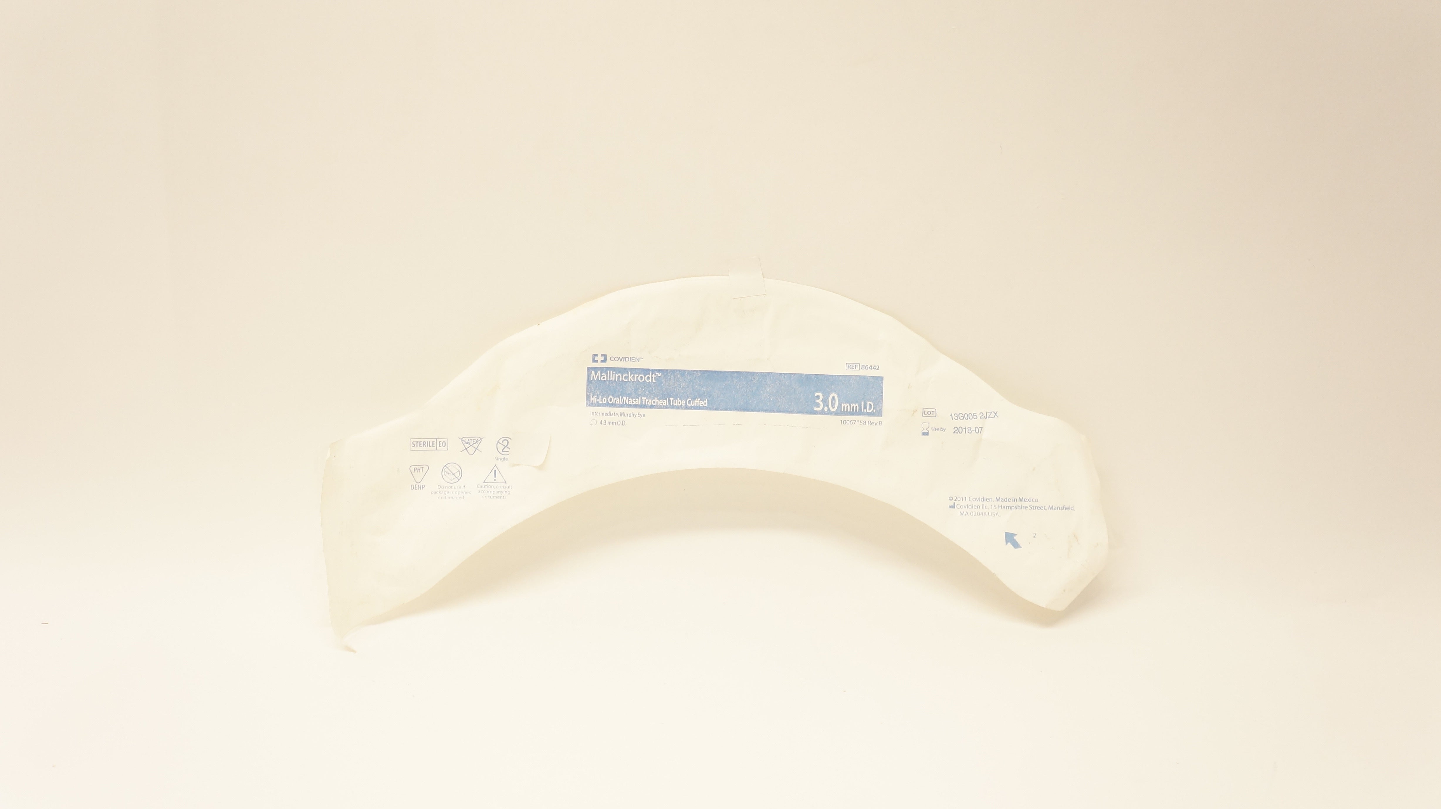 Covidien 86442 Mallinckrodt Hi-Lo Oral/Nasal Tracheal Tube Cuffed 3 x 4.3mm