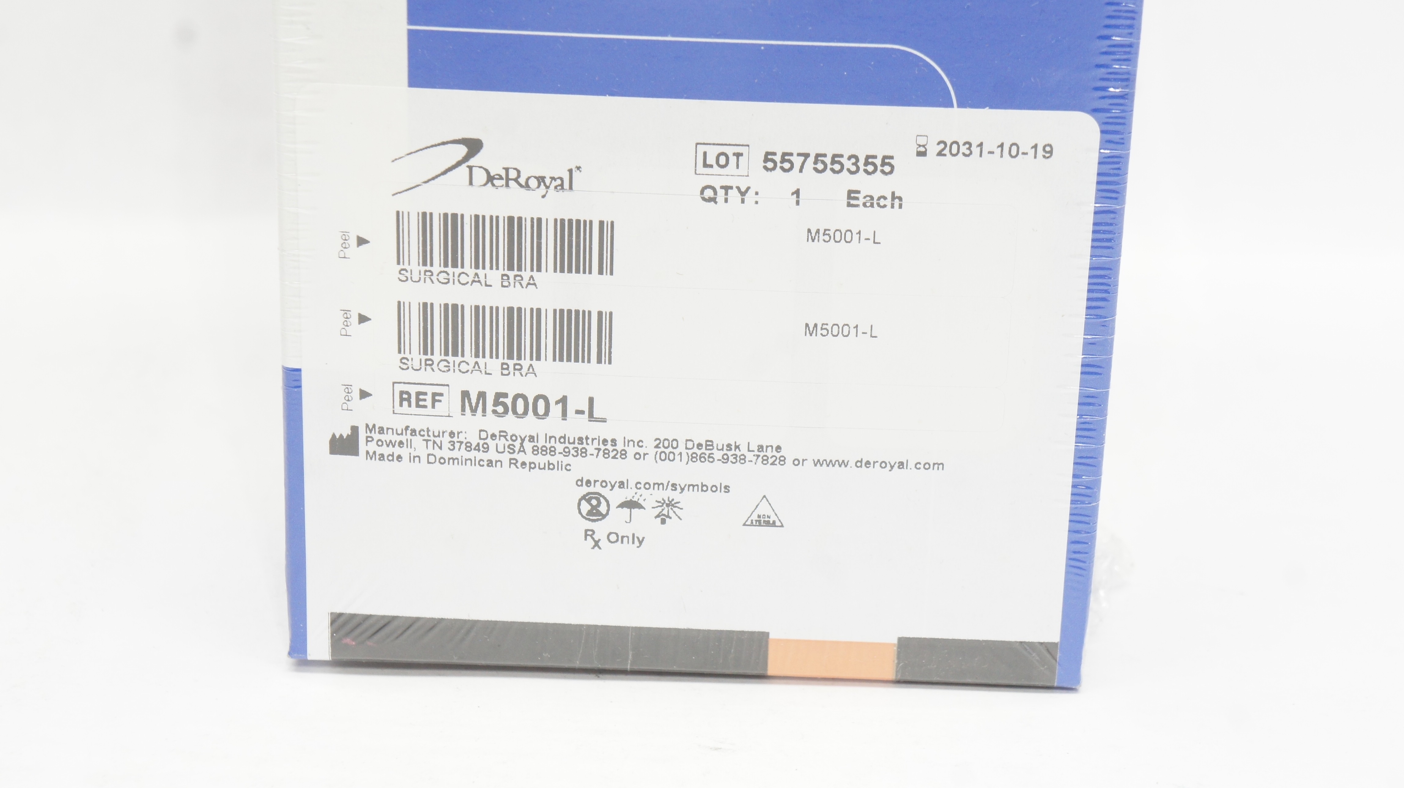 DeRoyal M5001-L Surgical Bra Large Chest Circumference 40 - 43inch