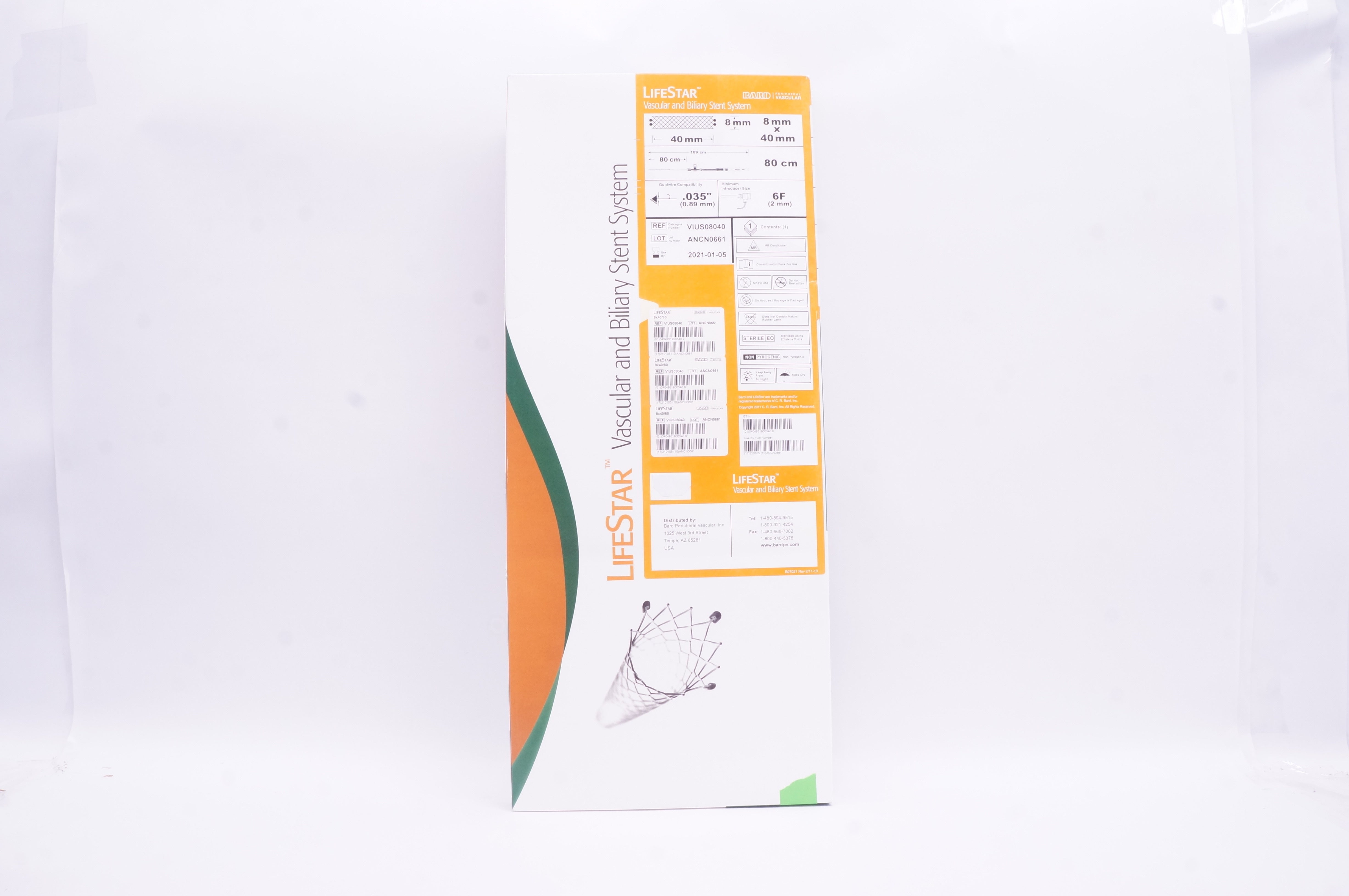 Bard VIUS08040 LifeStar Vascular and Biliary Stnt. System 6F (x)