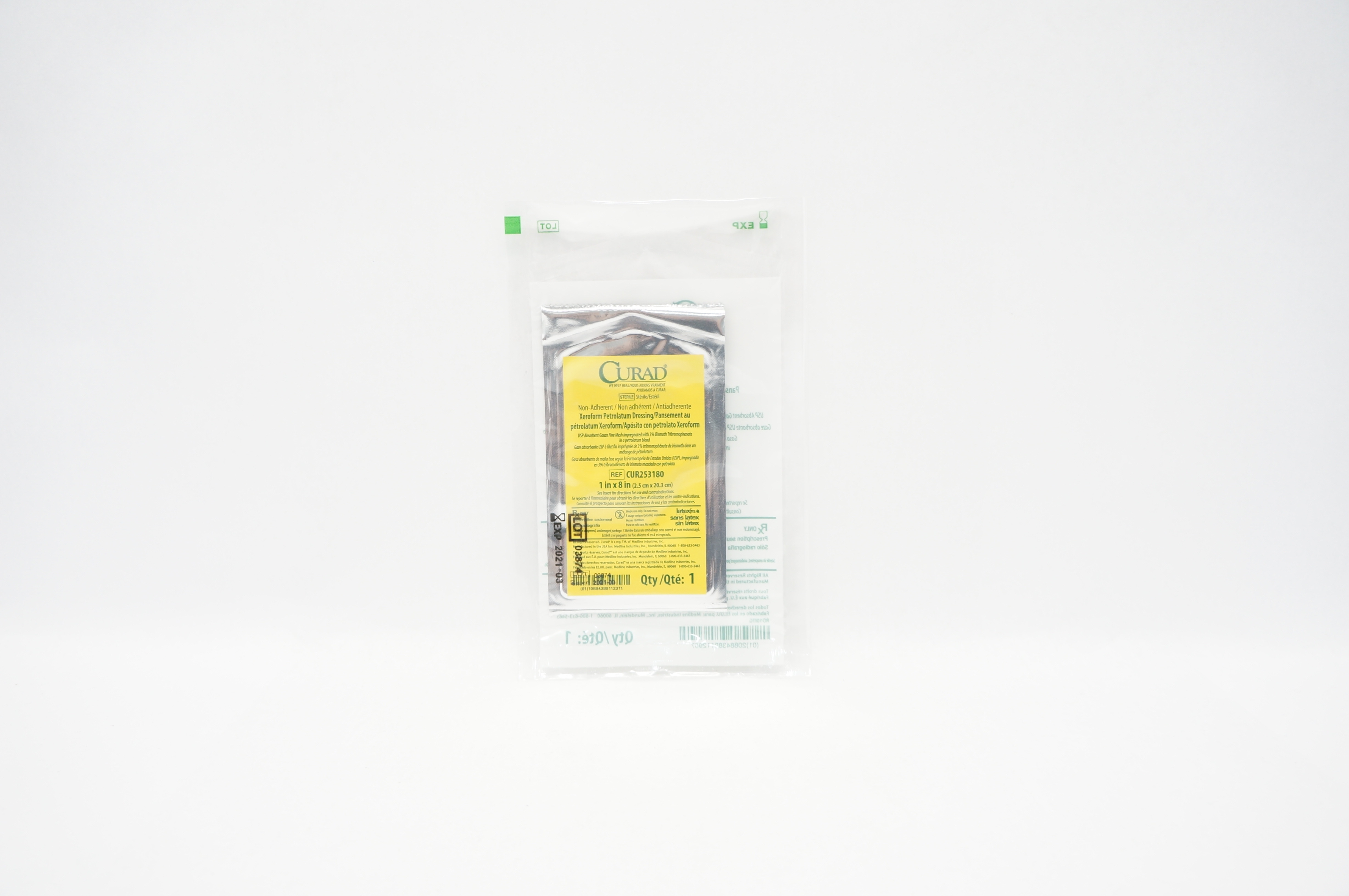 Medline CUR253180 Curad Xeroform Petrolatum Dressing 1inch x 8inch (x)