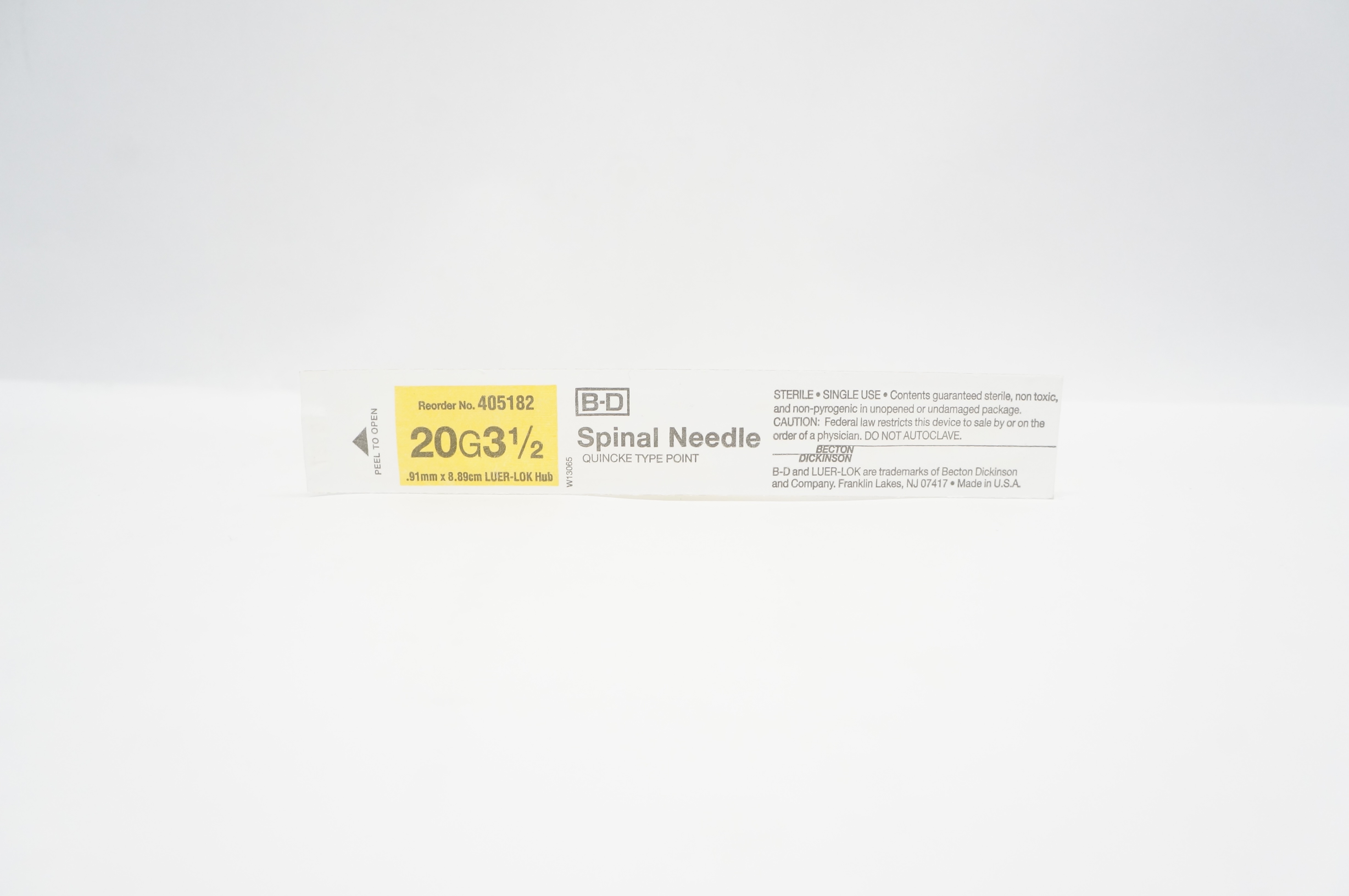 BD 405182 Spinal Ndle Quincke Type Point 20G x 3.50inch