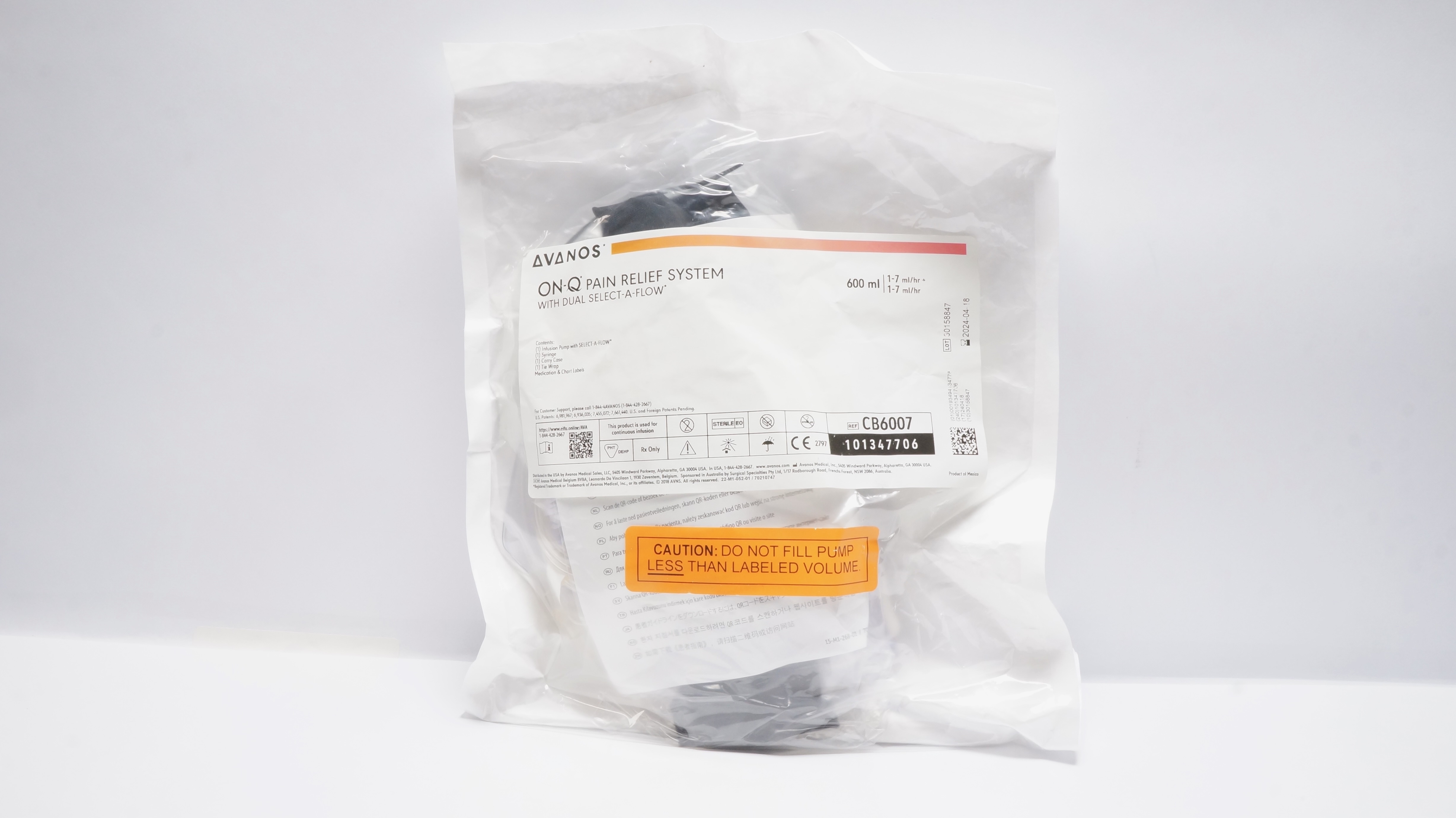 Avanos CB6007 ON-Q Pain Relief System With Dual Select-A-Flow 600 ml (x)