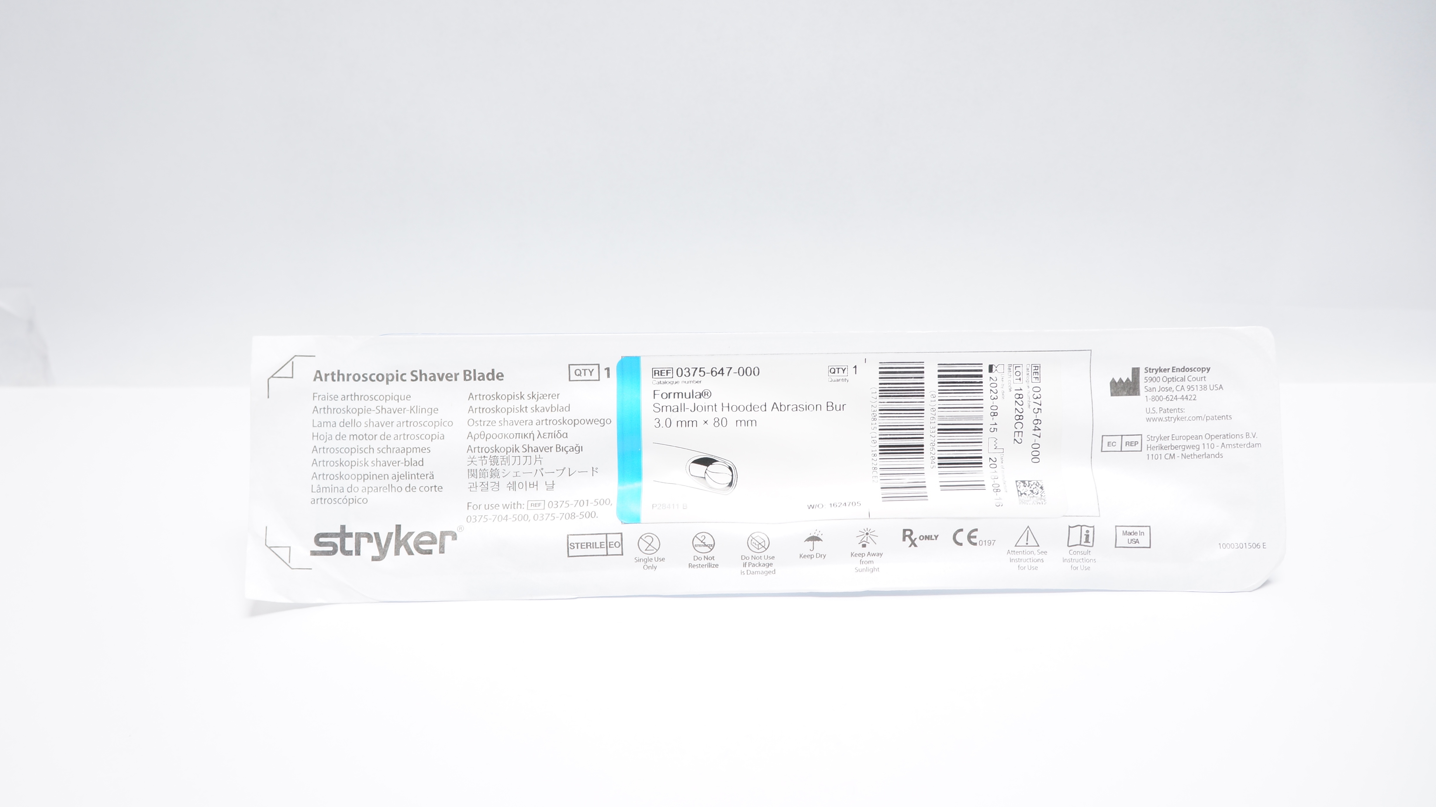 Stryker 0375-647-000 Formula Small-Joint Hooded Abrasion Bur 3.0mm x 80mm (x)