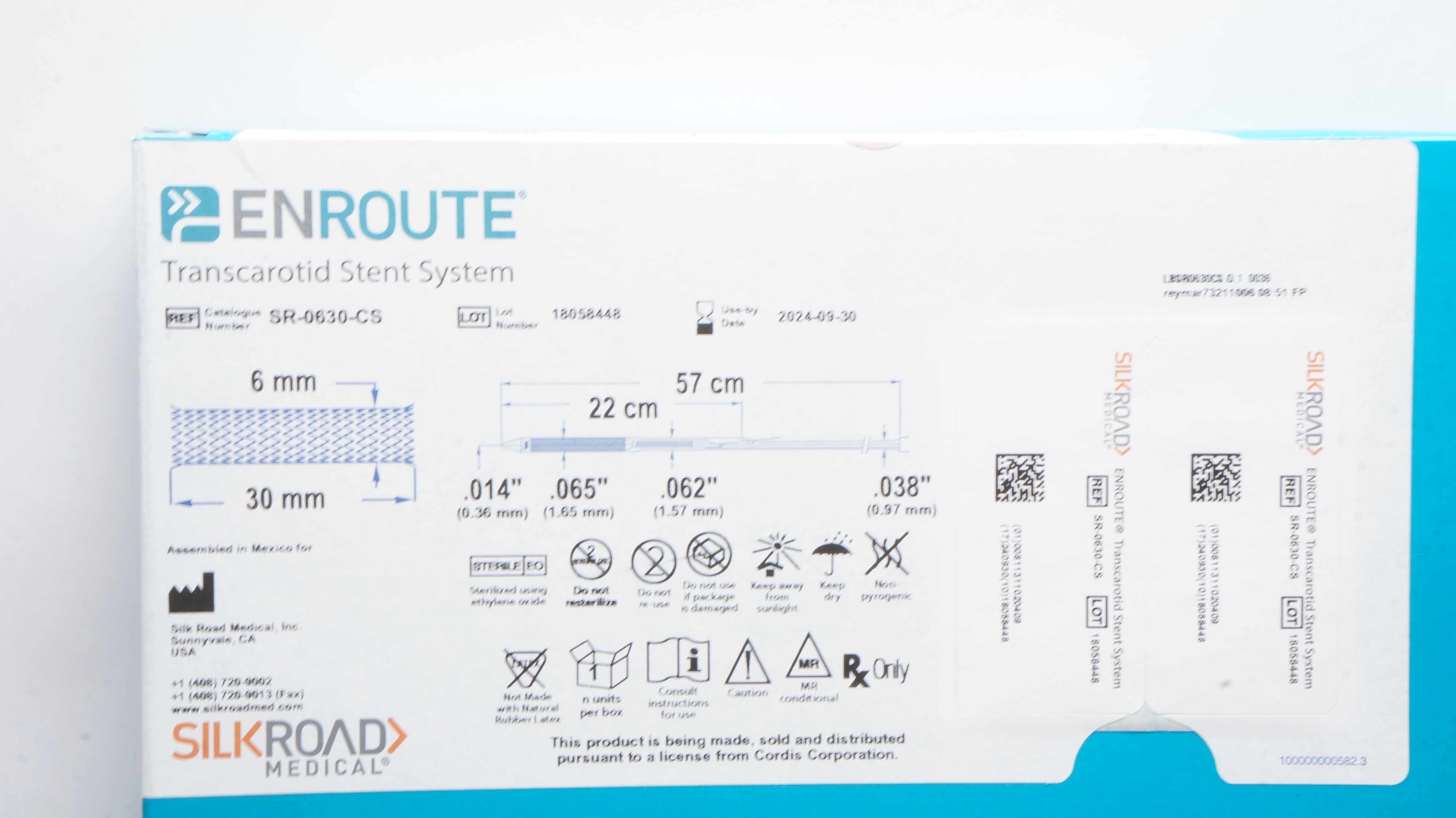 Silk Road Medical SR-0630-CS Enroute Transcarotid Stnt System 57cm x 6 x 30mm(x)