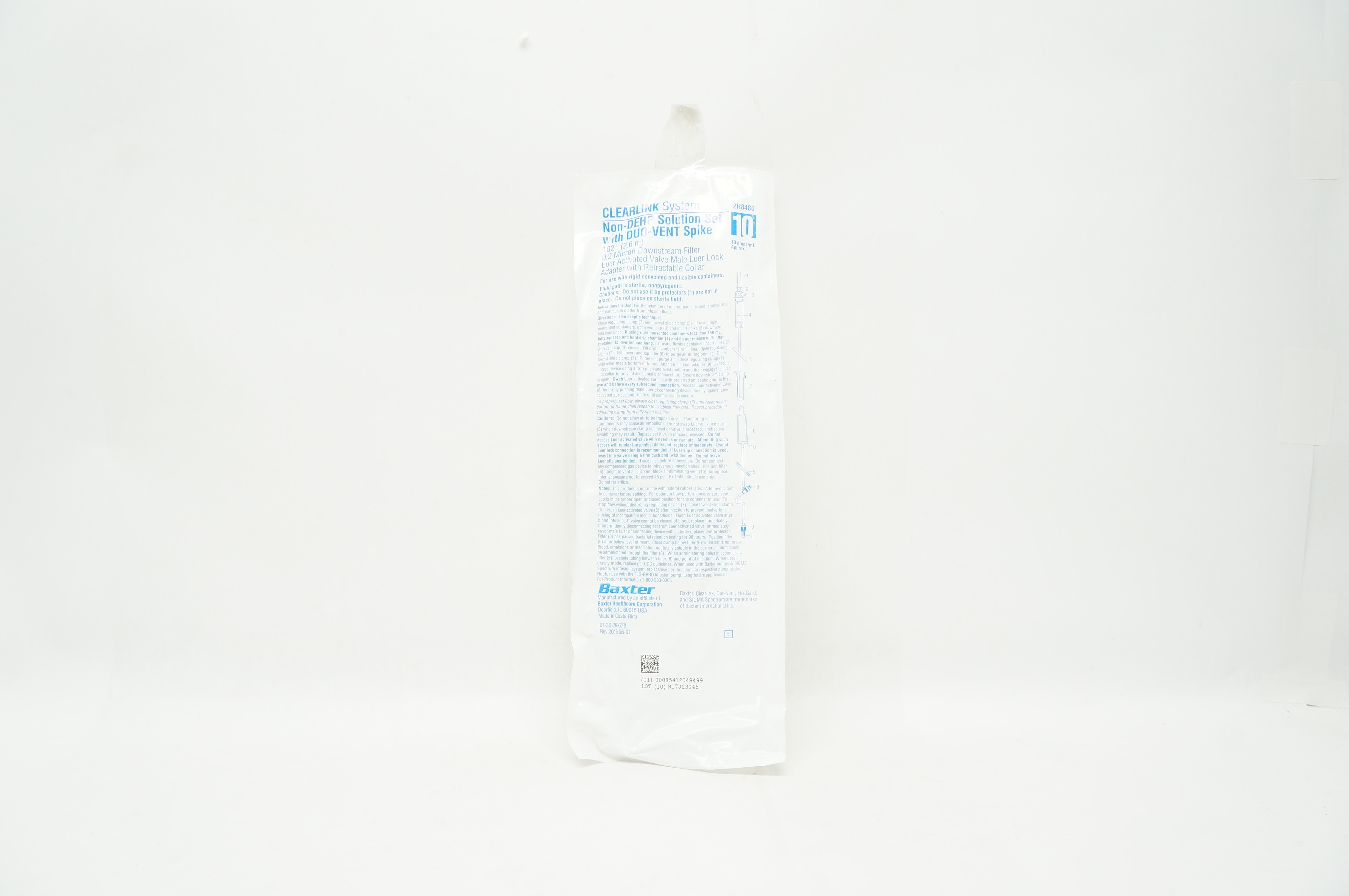 Baxter 2H8480 Clearlink System Non-DEHP Solution Set 102 inch,10drops/ml Approx.