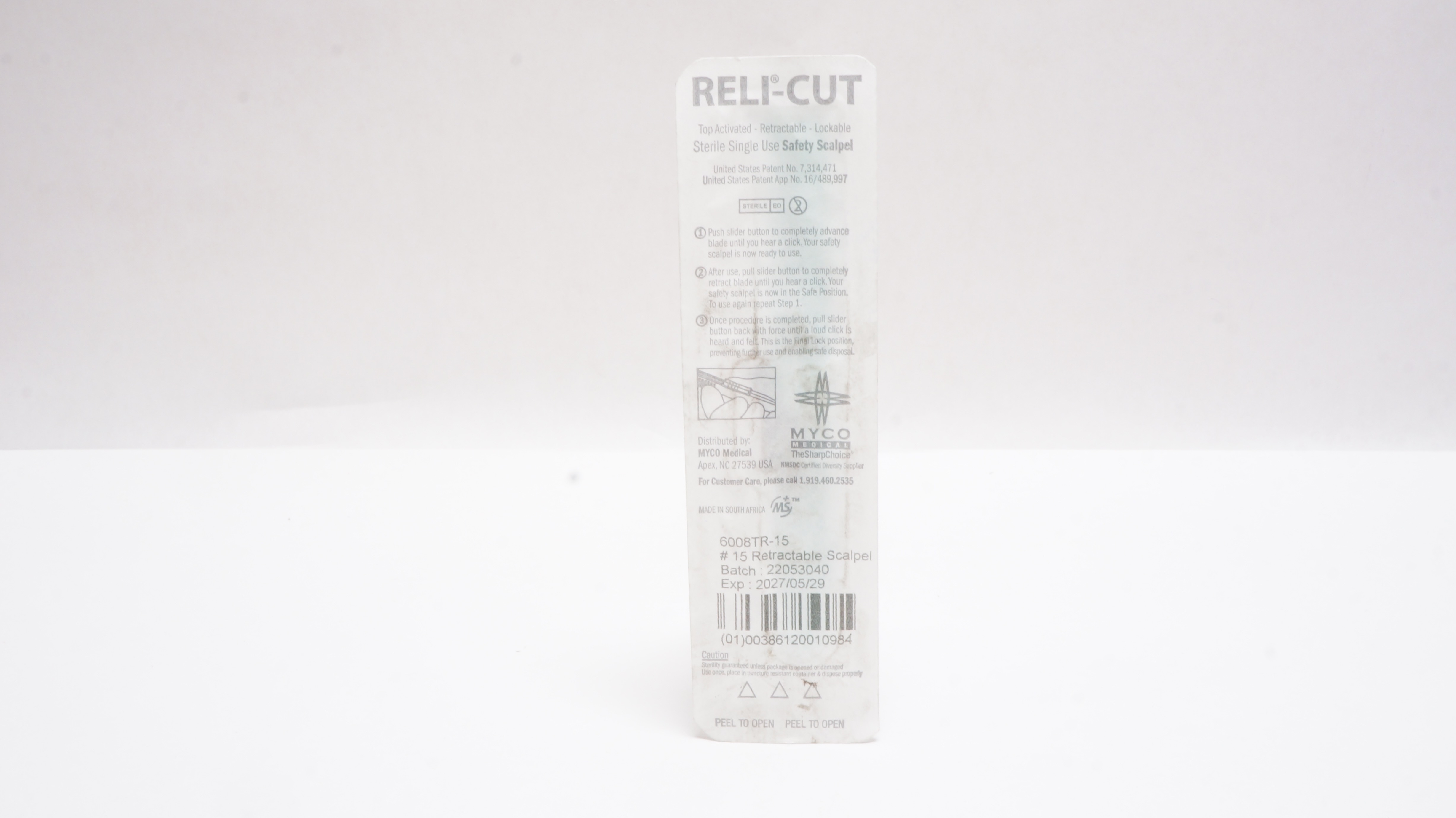 Myco Medical 6008TR-15 Reli-Cut Top Activated Retractable Scalpel #15