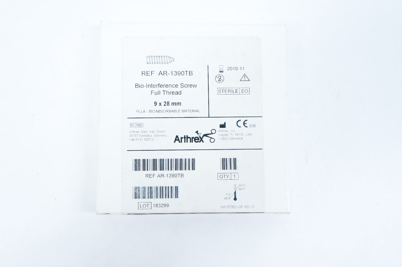 Arthrex AR-1390TB Bio-Interference Screw Full Thread 9 x 28mm (x)