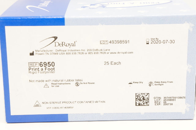 DeRoyal 6950 Print a Foot Rigid Footprinter  - Box of 18 (x)