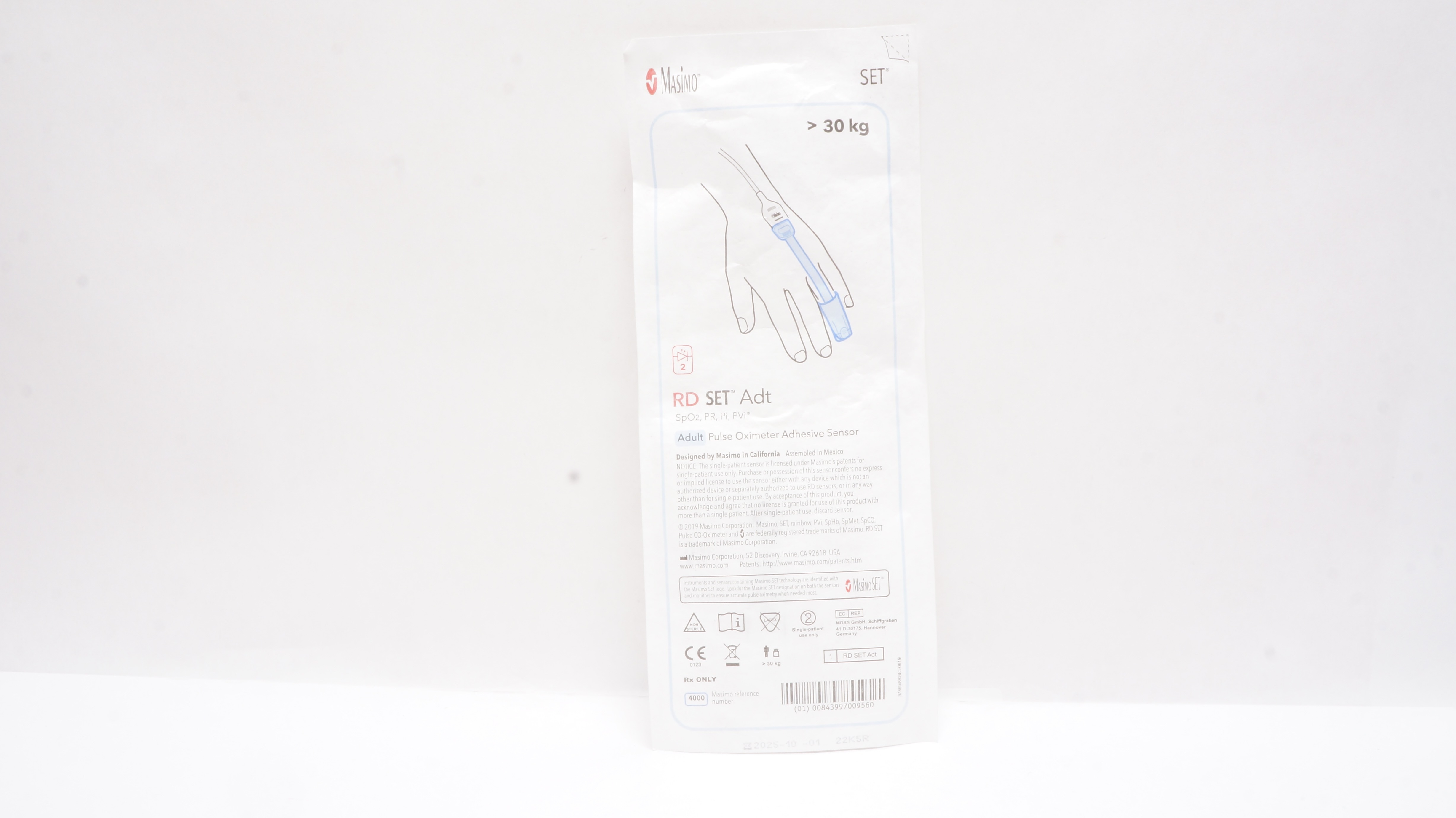 Masimo 4000 RD SET Adt Adult Pulse Oximeter Adhesive Sensor >30kg