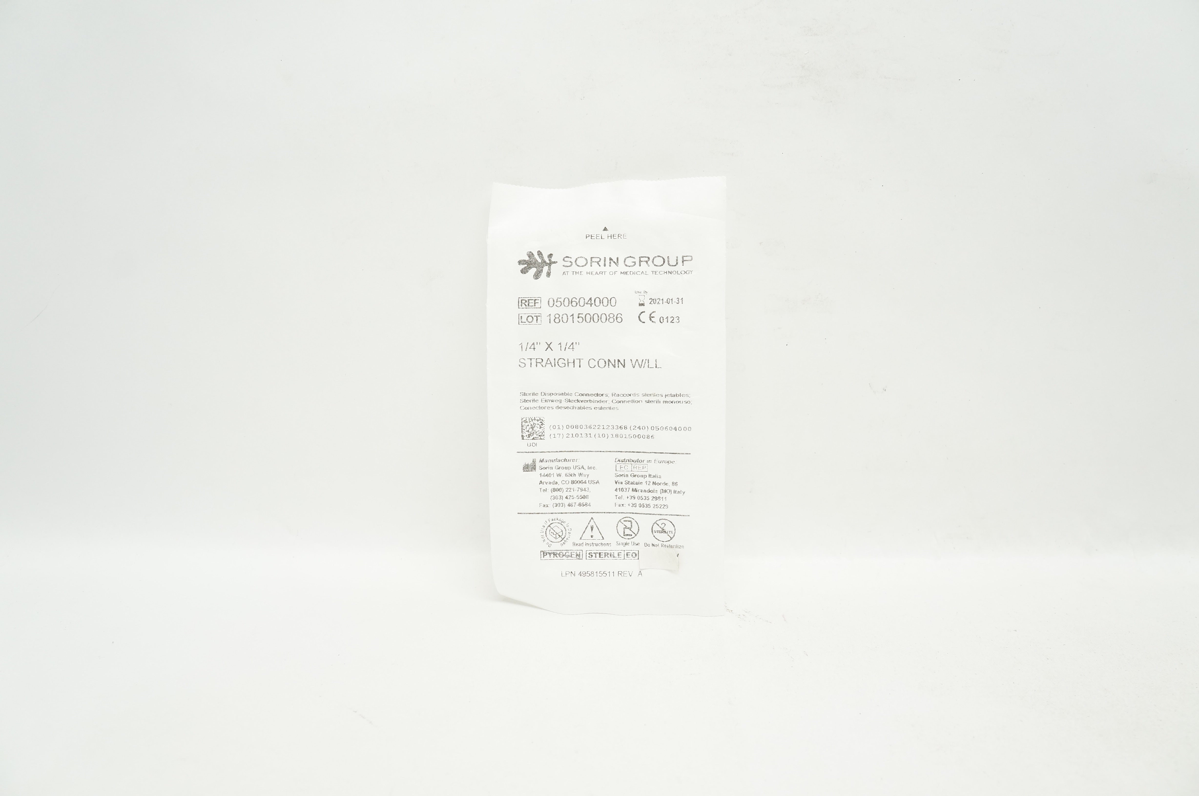 Sorin Group 050604000 Straight Conn W/LL 1/4 inch x 1/4 inch (x)