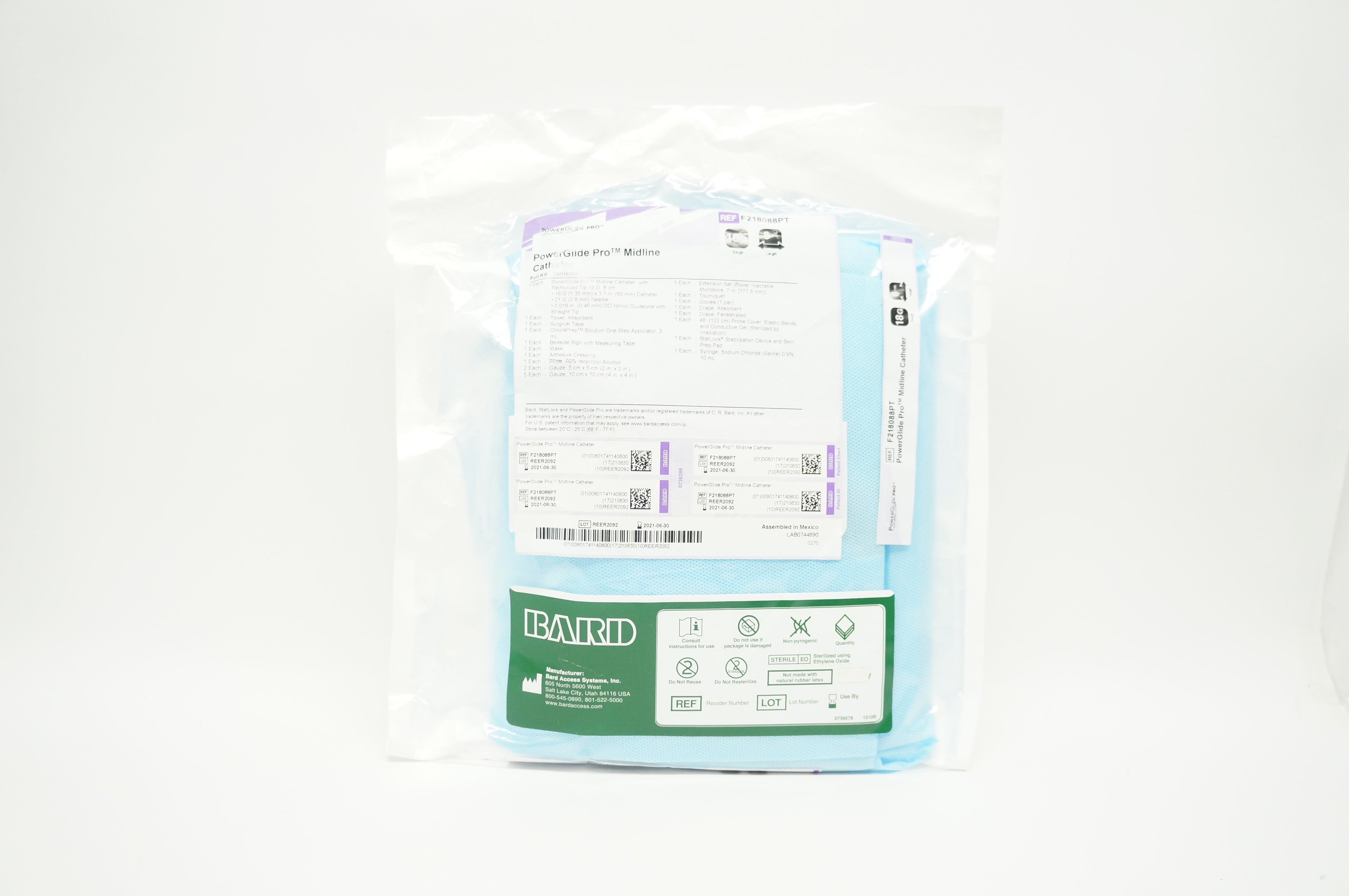 Bard F218088PT PowerGlide Pro Midline Cath. 18G x 8cm