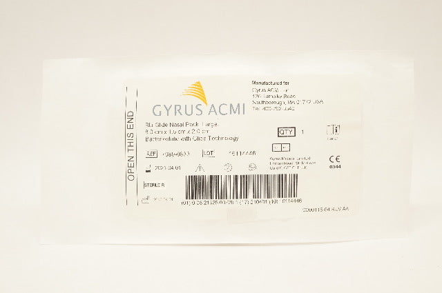 Gyrus ACMI 7089-0833 Glide Nasal Pack Large Bacteriostatic 8.0cm x1.5cm x2.0cm