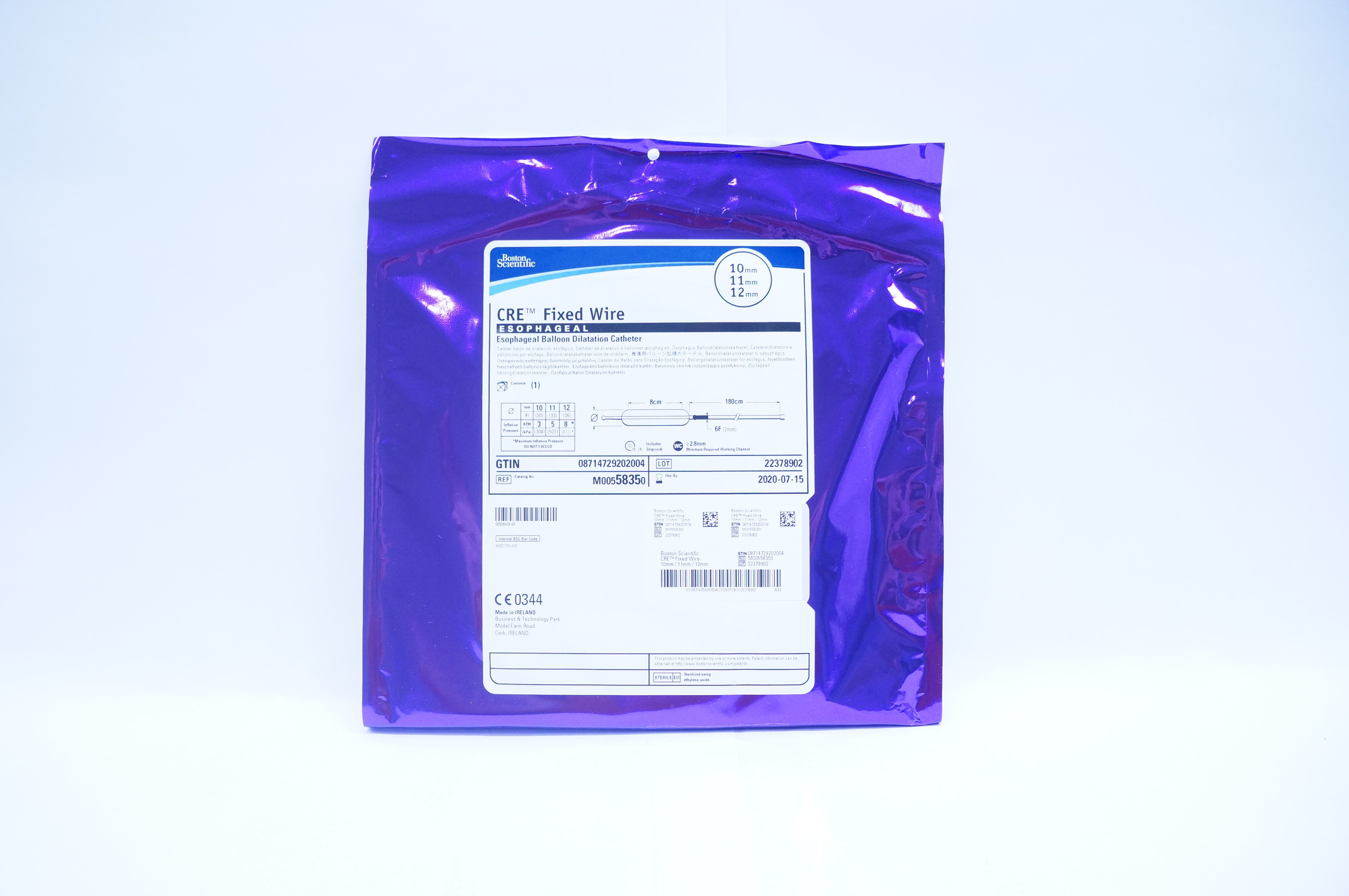 Boston Scientific M00558350 CRE Fixed Wire Esophageal Cath. 10mm/11mm/12mm (x)