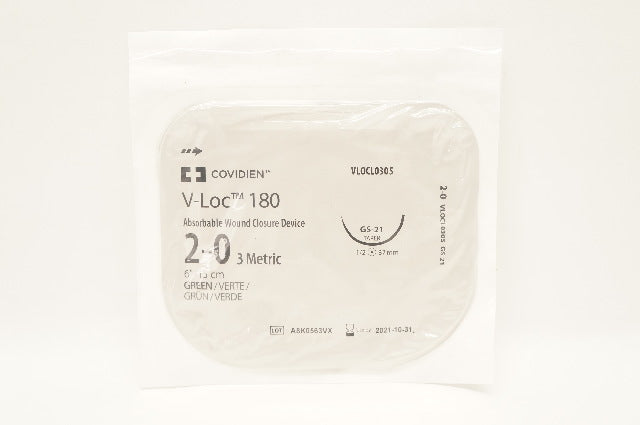Covidien VLOCL0305 2-0 V-Loc 180 GS-21 37mm 1/2 Taper, 6inch (x)