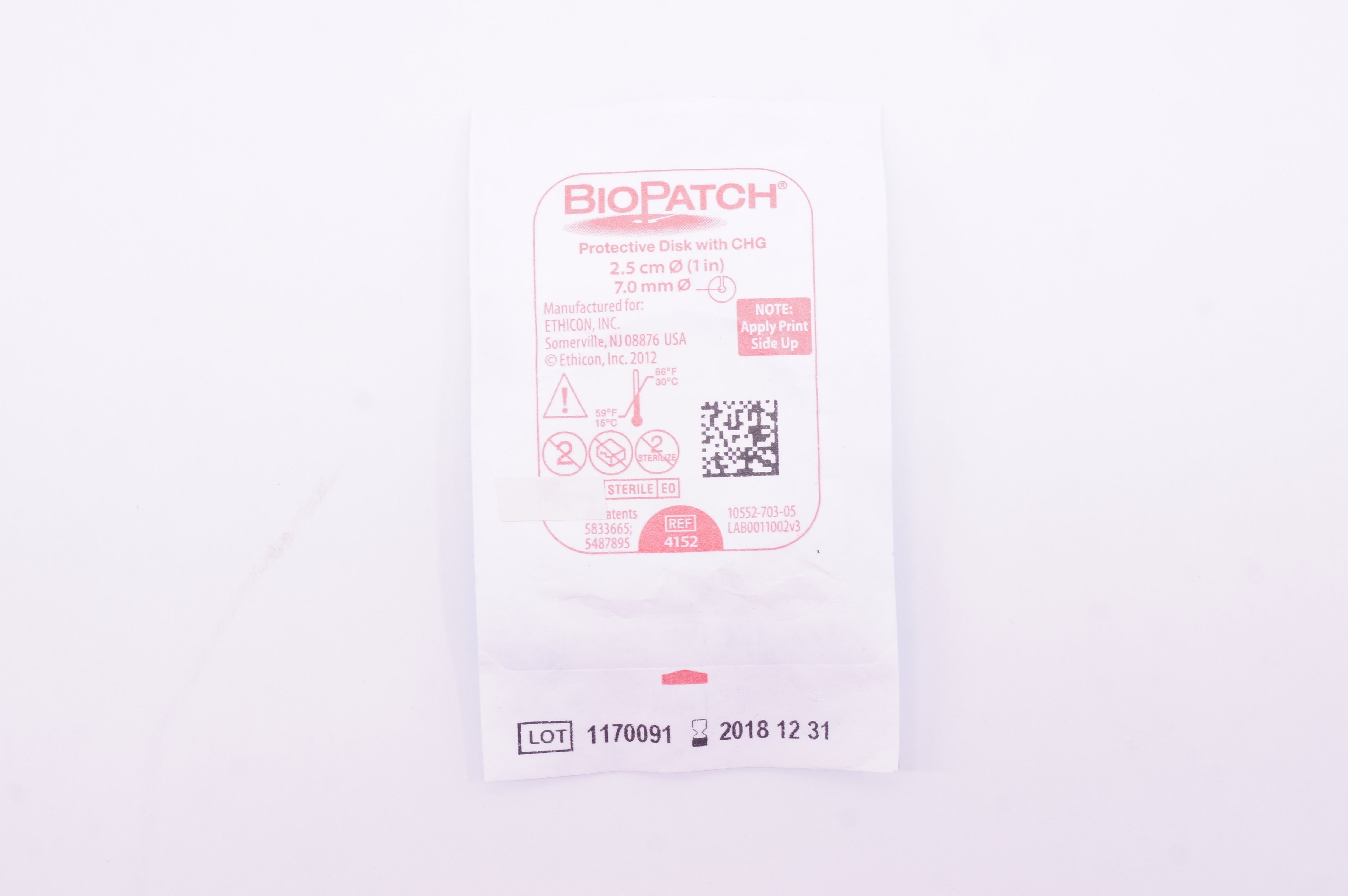 Ethicon 4152 BioPatch Protective Disk with CHG 1 in. x 7.0 mm (x)