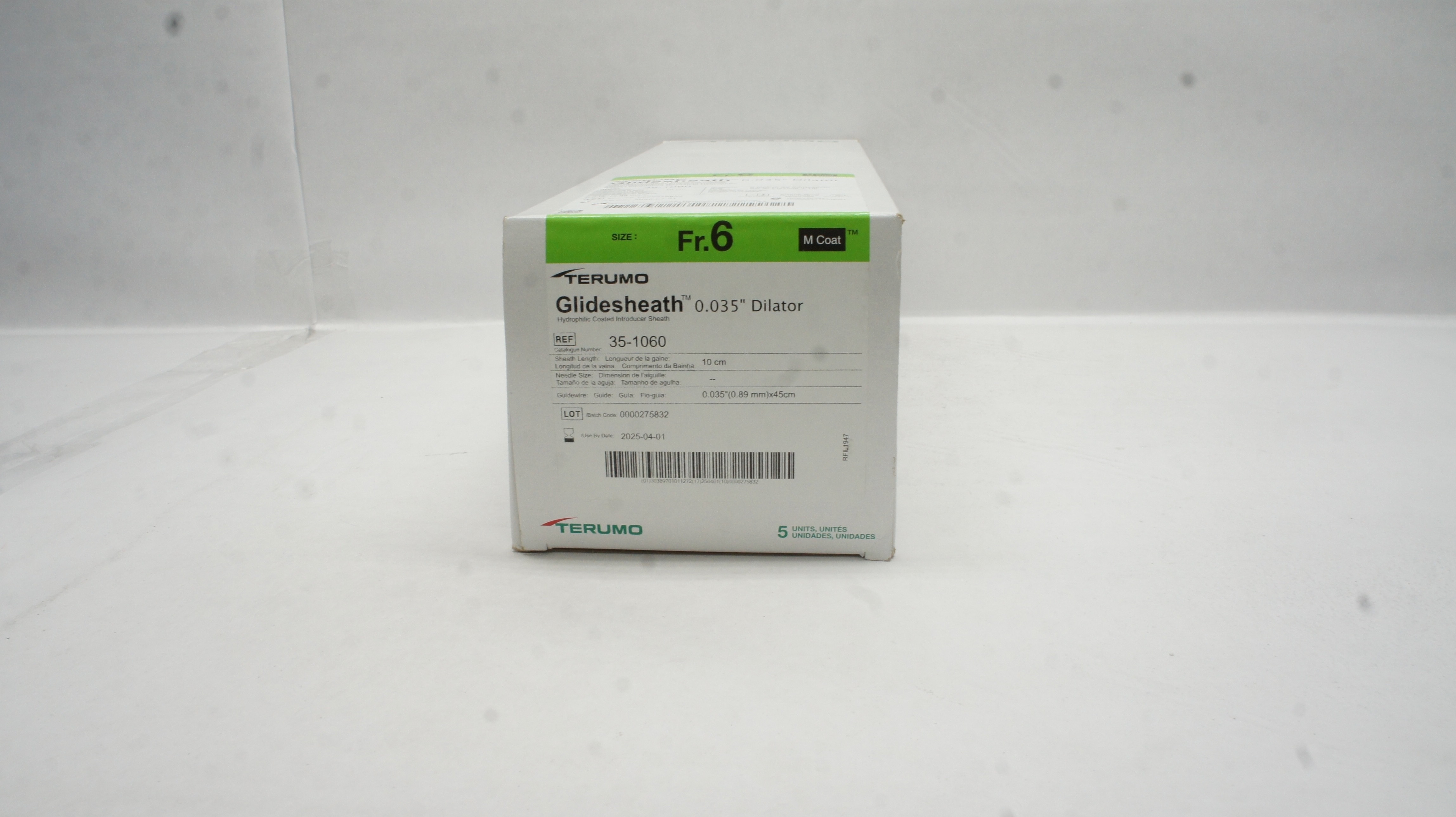 Terumo 35-1060 Glidesheath Introducer Sheath 6Fr x 0.035inch