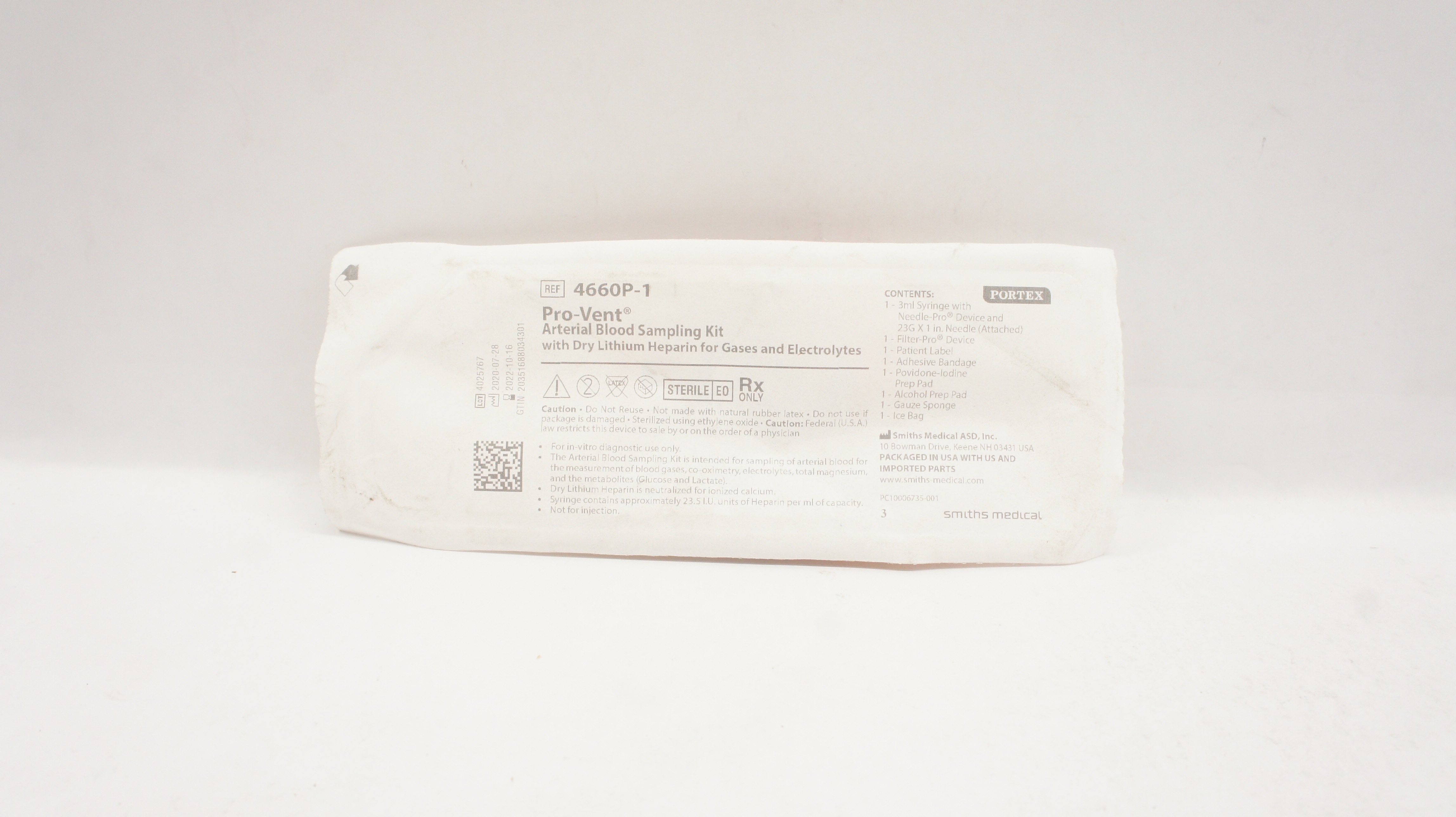Smiths Medical 4660P1 Portex ProVent Arterial Blood Sampling Kit