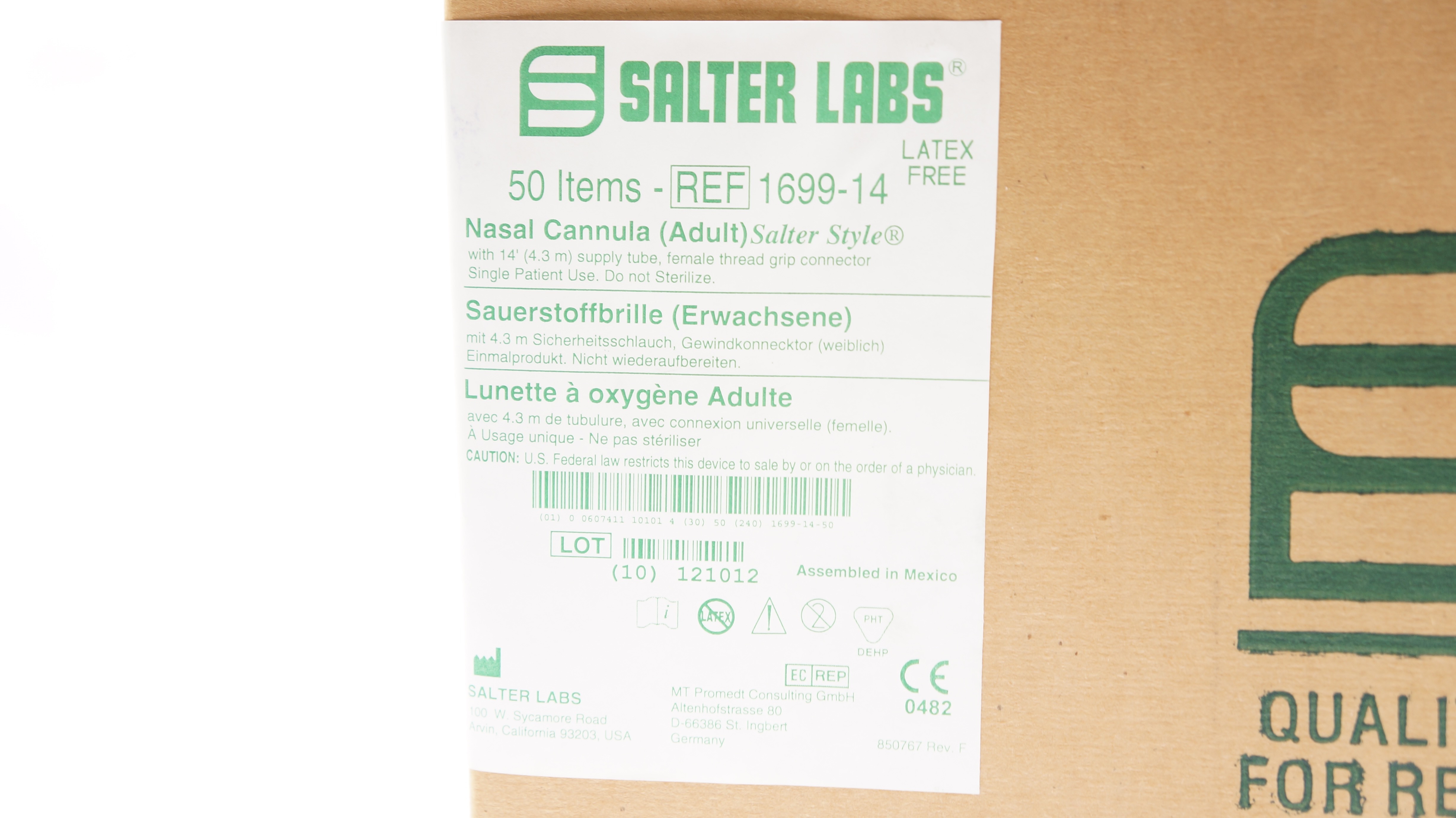 Salter Labs 169914 SalterStyle Nasal Cannula w/14Ft. Supply Tube