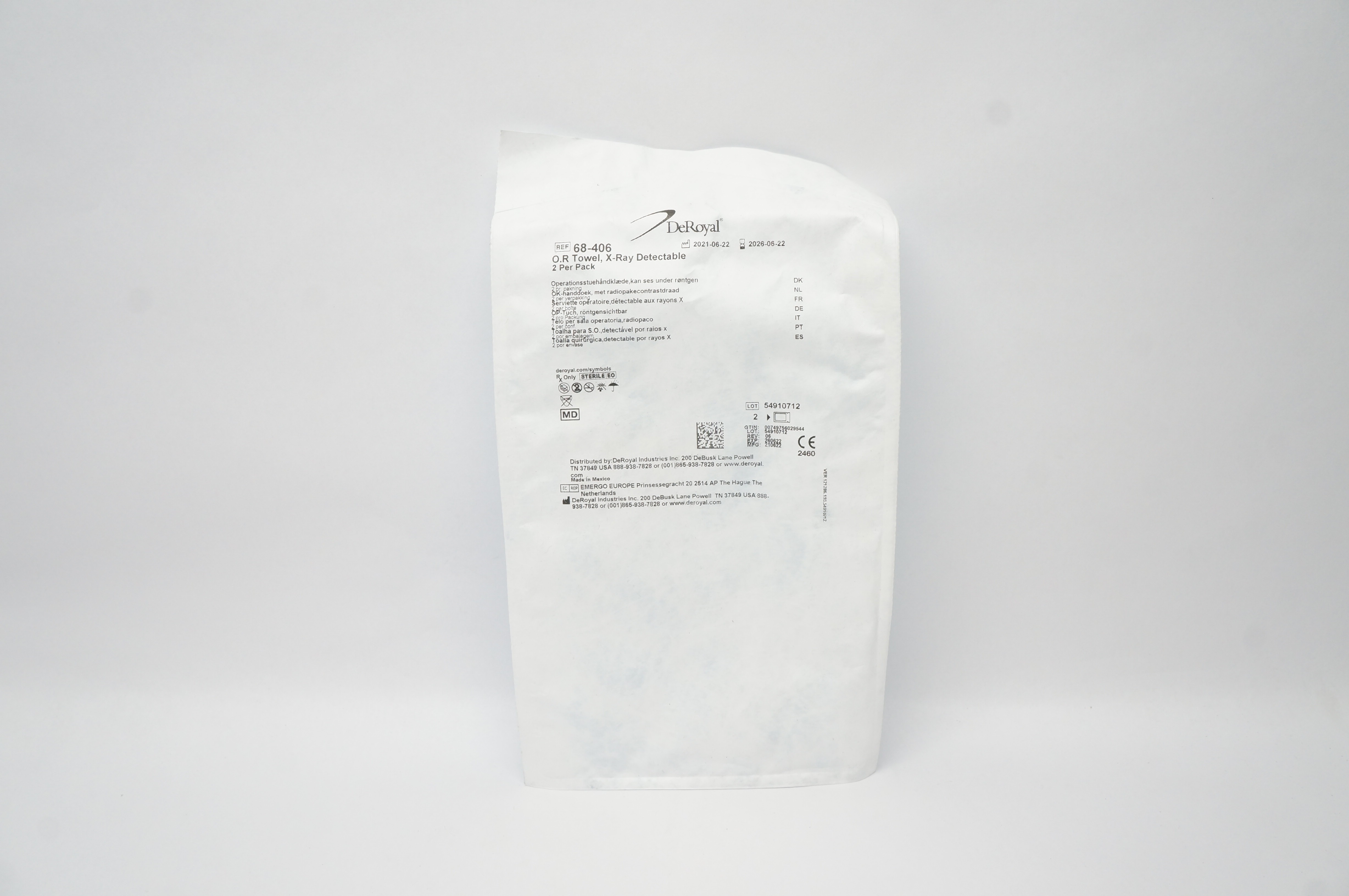 DeRoyal 68-406 O.R Towel X-Ray Detectable - Pack of 2
