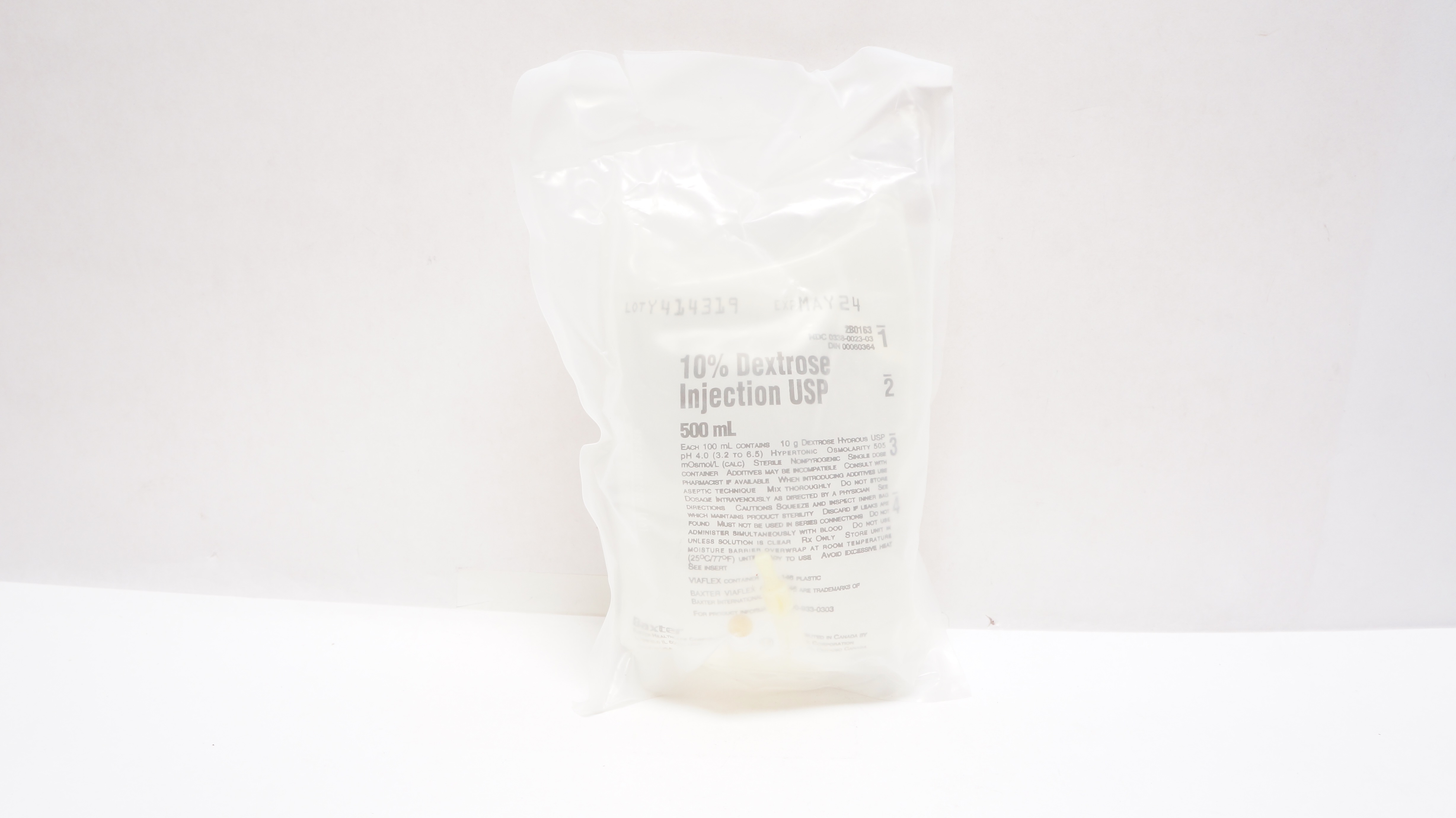Baxter 2B0163 10% Dextrose Injection USP 500mL