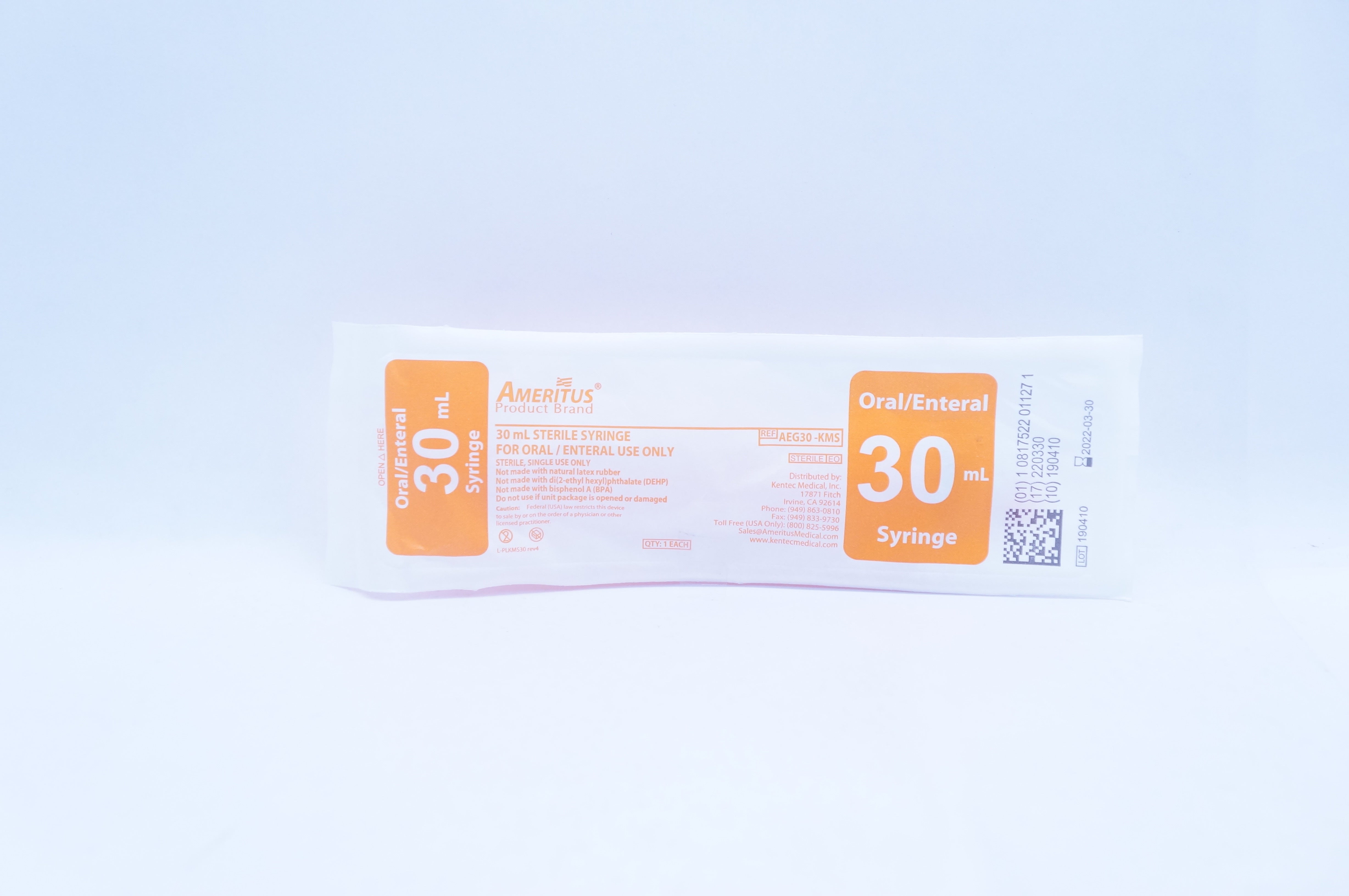 Kentec Medical AEG30-KMS Ameritus 30mL Syringe