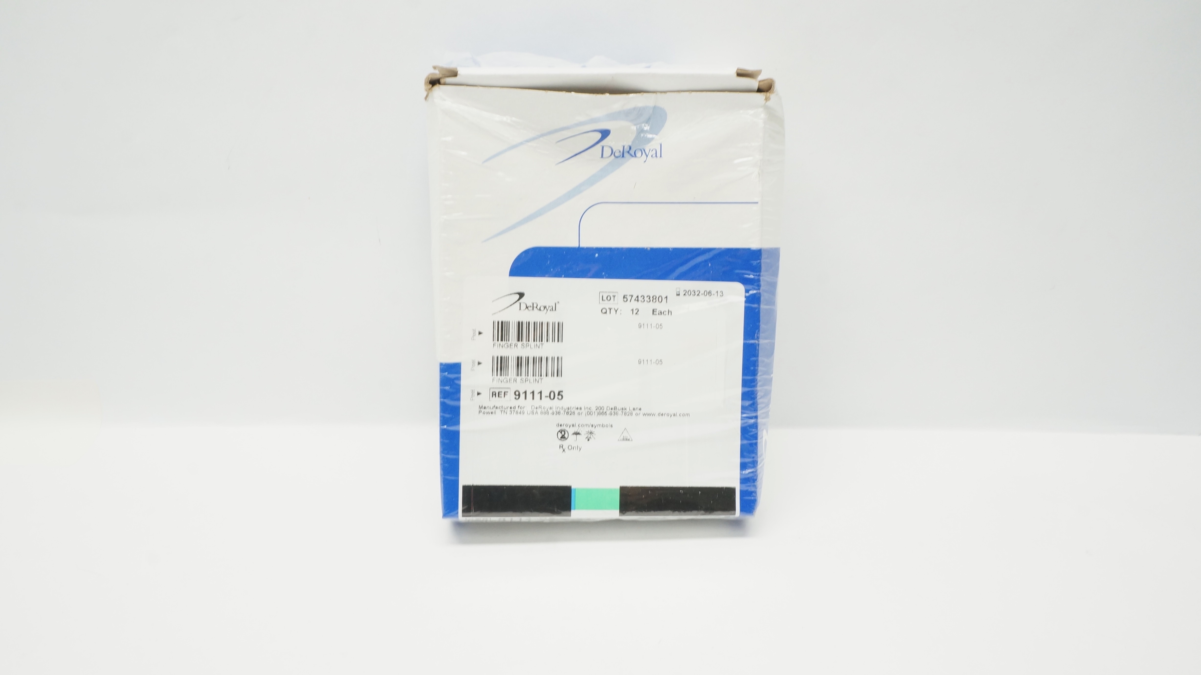 DeRoyal 9111-05 Finger Splints Fold-Over w/ Out Foam, Medium - Box of 12