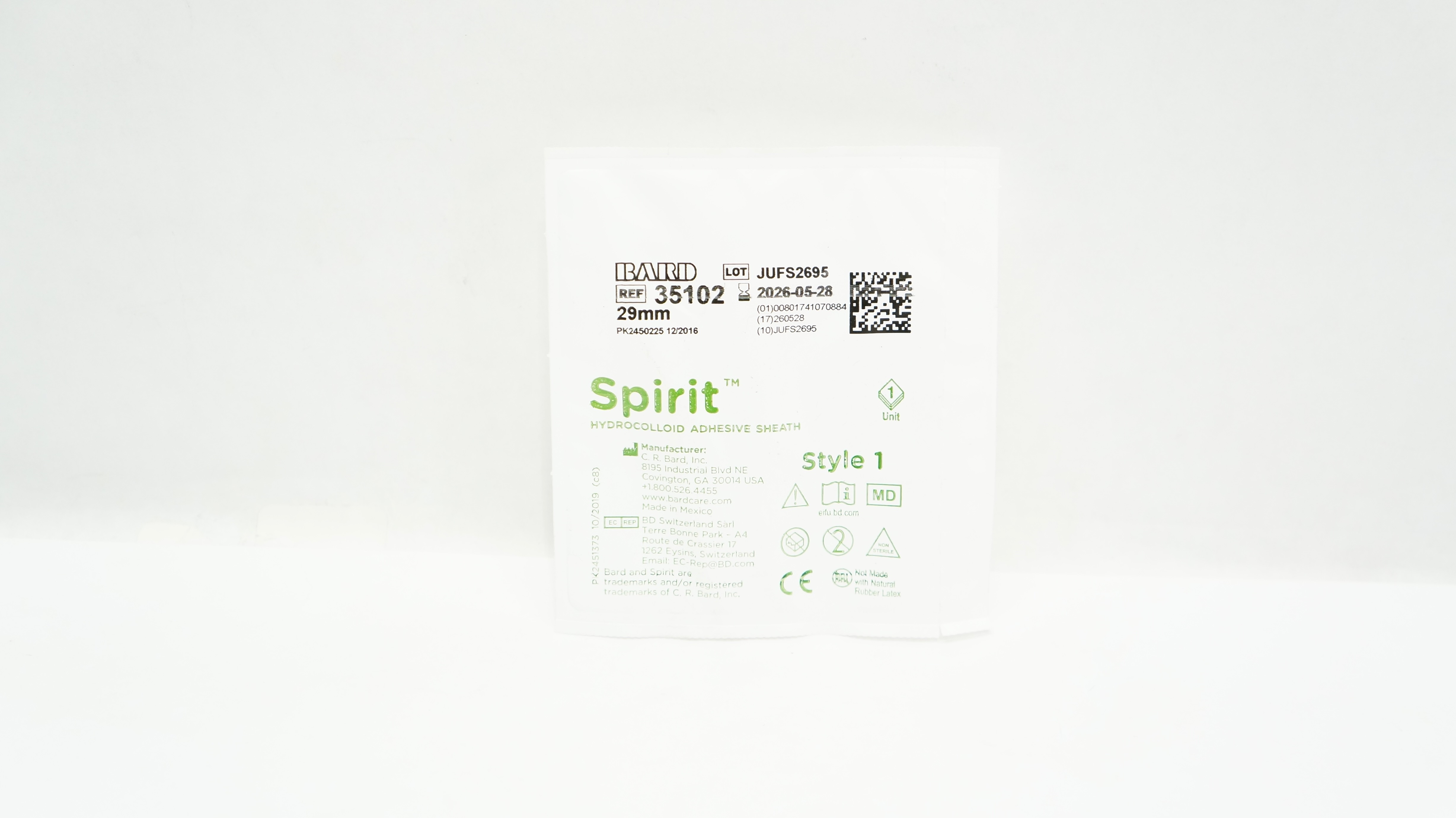 First 35102 Bard 35102 Spirit Hydrocolloid Adhesive Sheath 29mm, Style 1