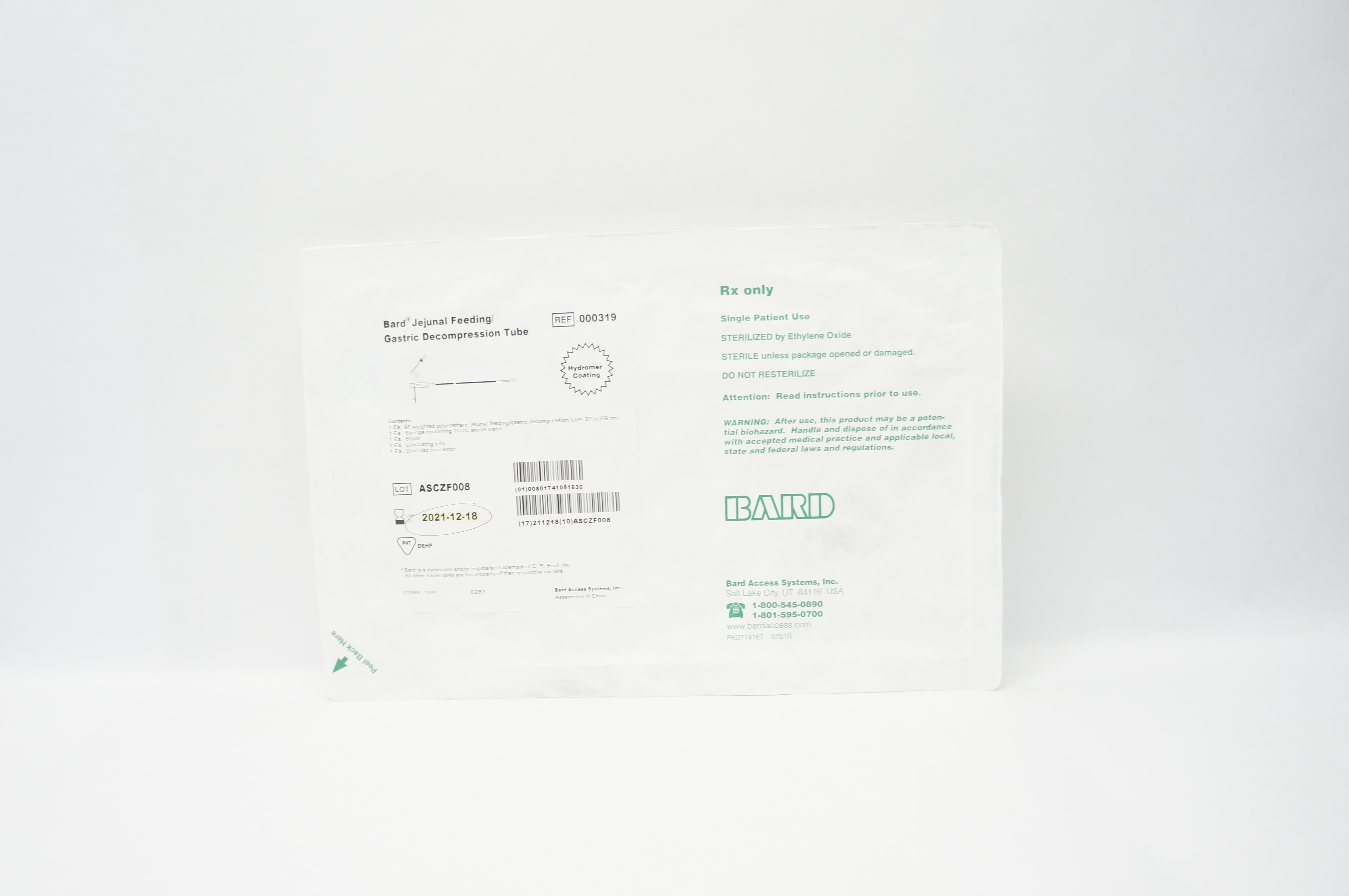 Bard 000319 Jejunal Feeding Gastric Decompression Tube (x)