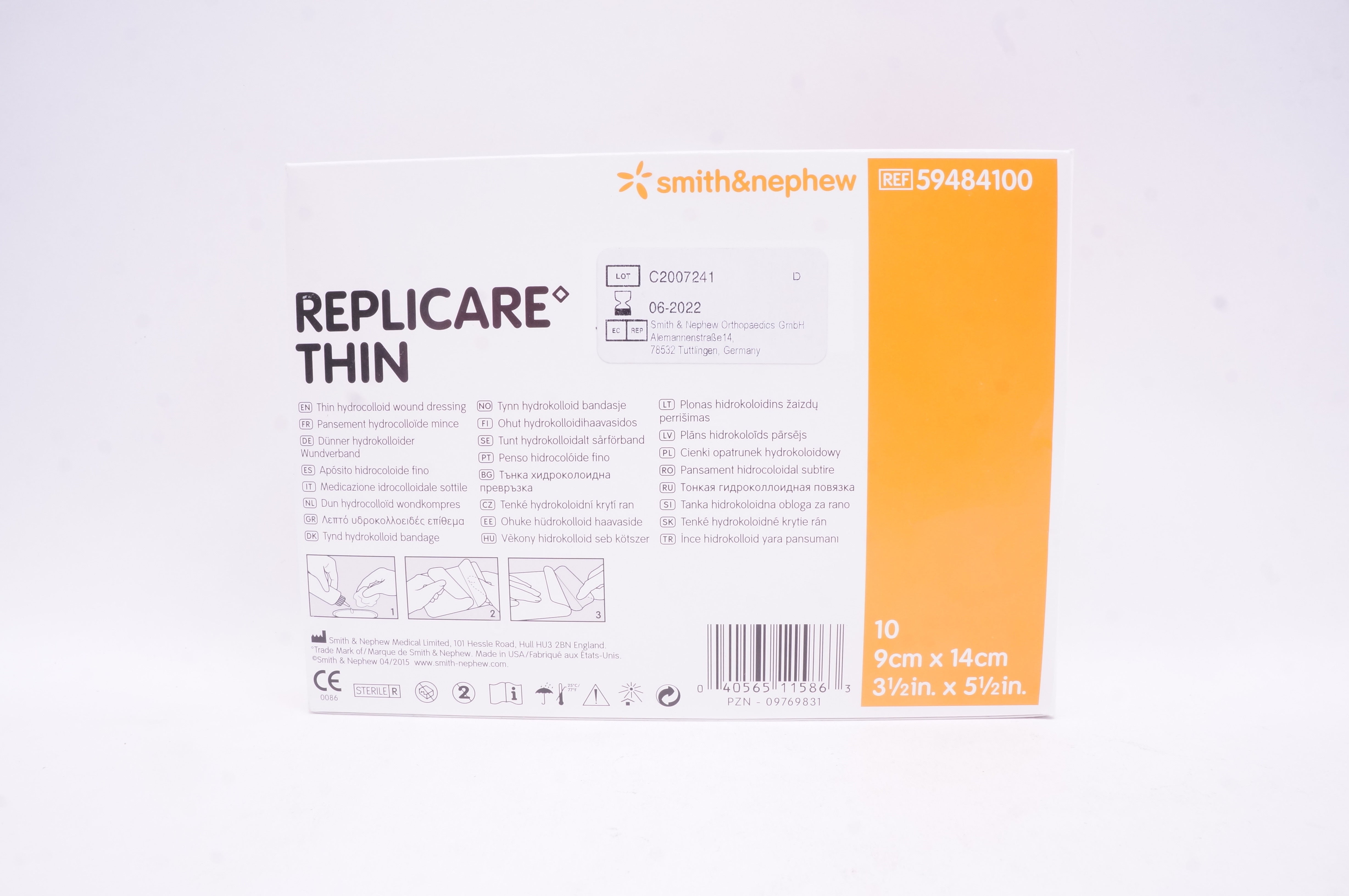 Smith&Nephew 59484100 Replicare Thin Hydrocolloid Wound Dressing - Box of 10