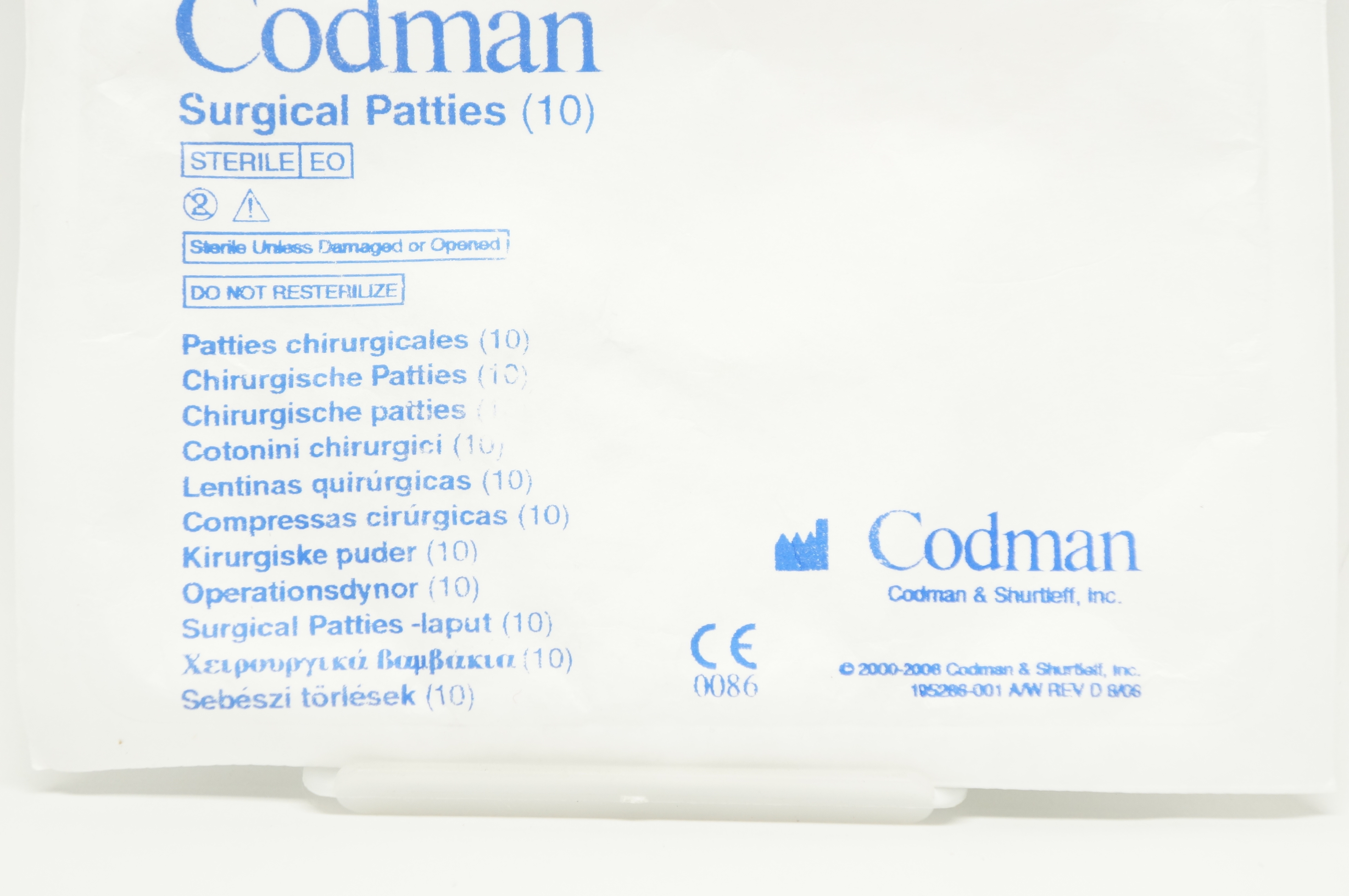 Codman 80-1408 Surgical Patties, 1 inch x 3 inch - Pack of 10