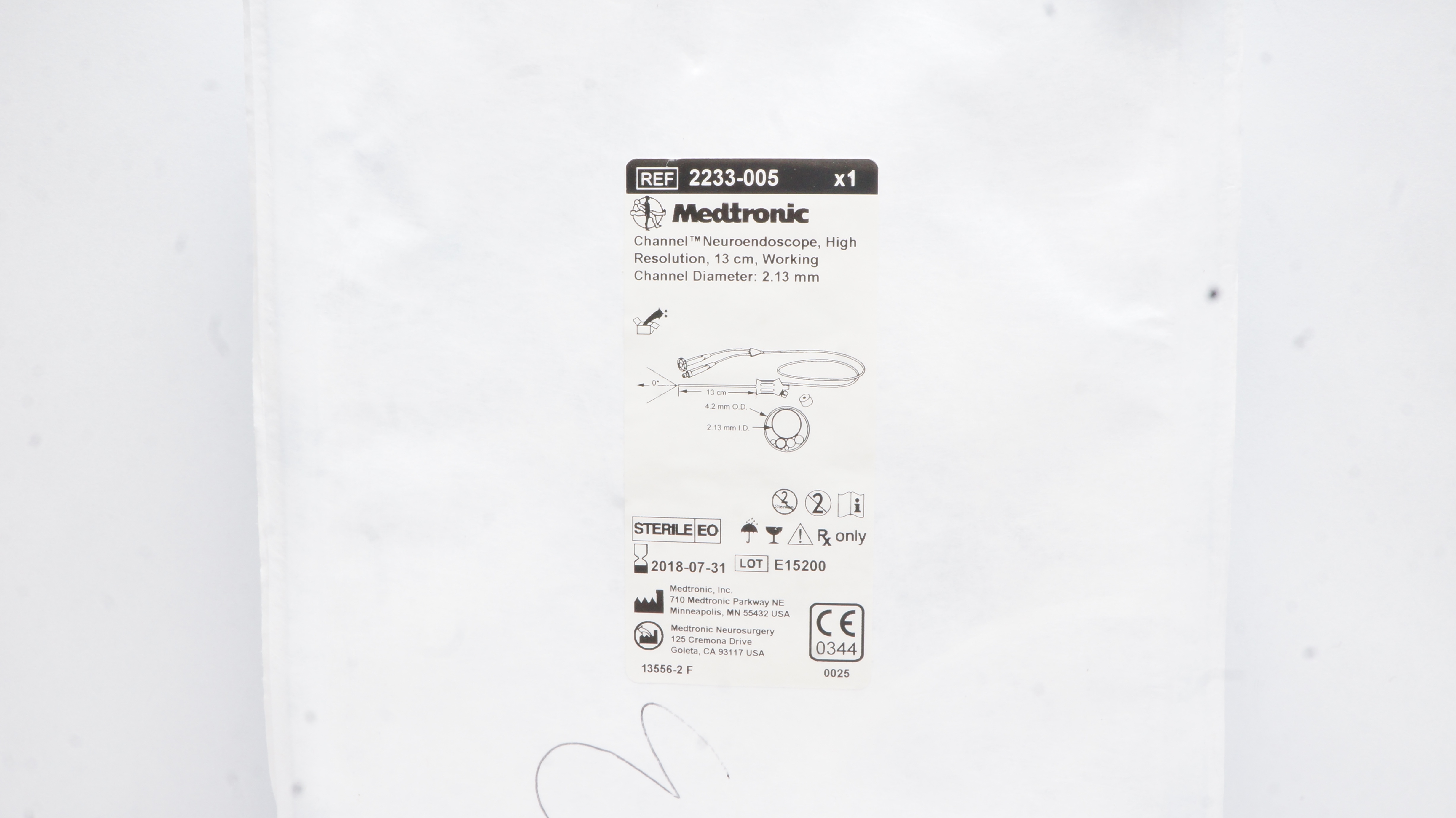 Medtronic 2233-005 Channel Neuroendoscope High Resolution 13cm x 4.2 x 2.13mm(x)