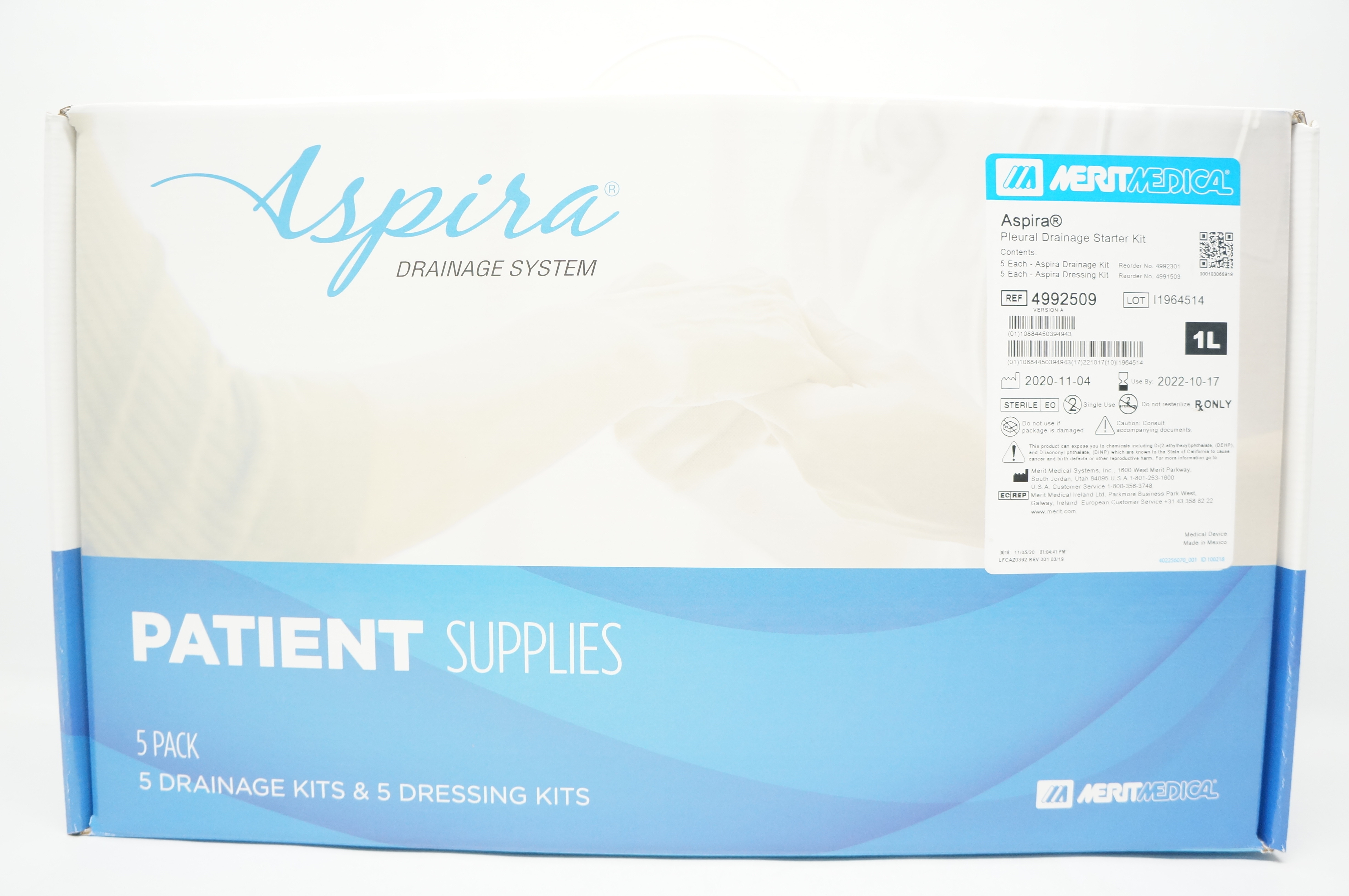 Merit Medical 4992509 Aspira Pleural Drainage Starter Kit 1L - Box of 5