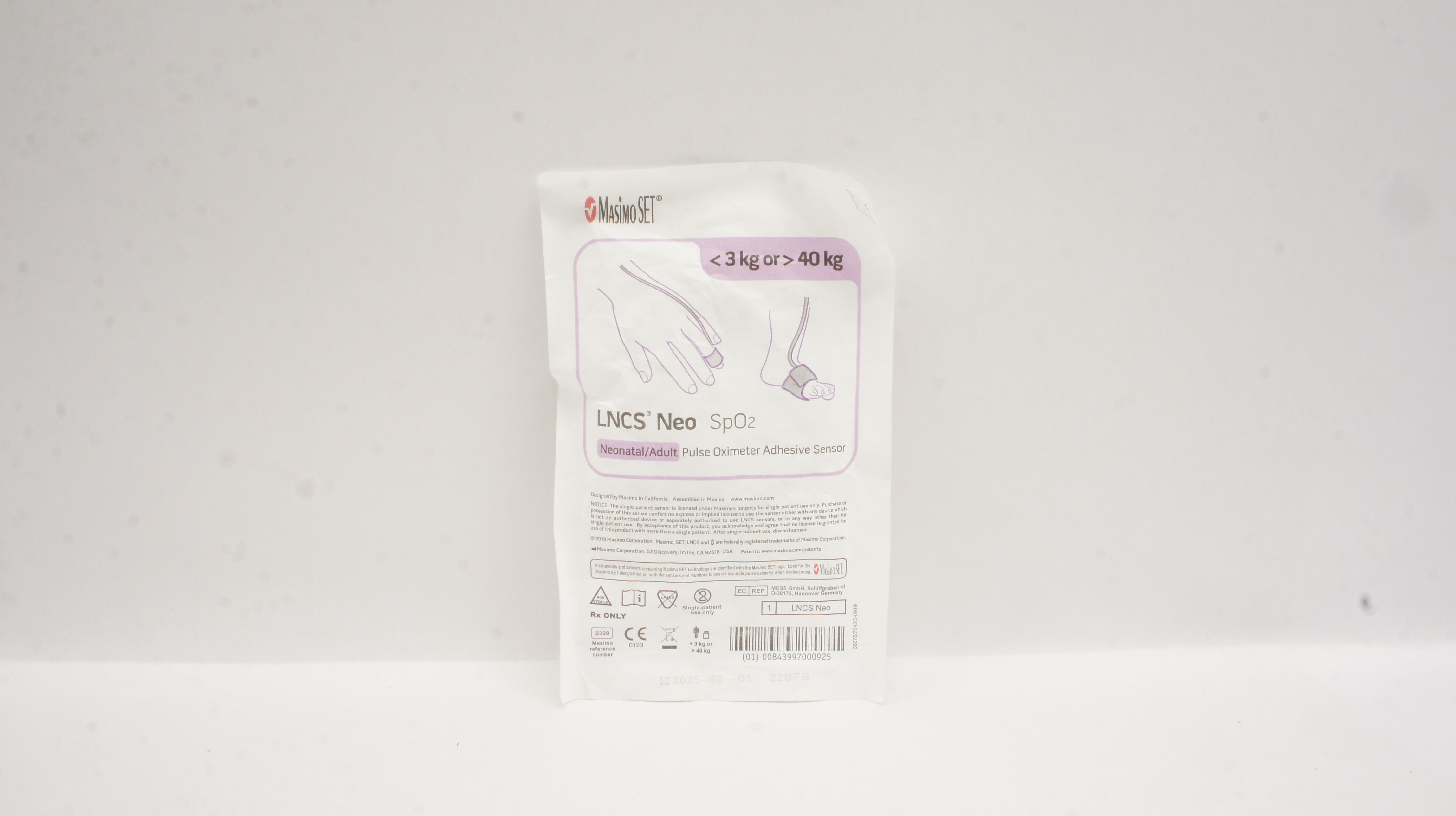 MasimoSet 2329 Neonatal/Adult Pulse Oximeter Adhesive Sensor < 3kg or > 40kg