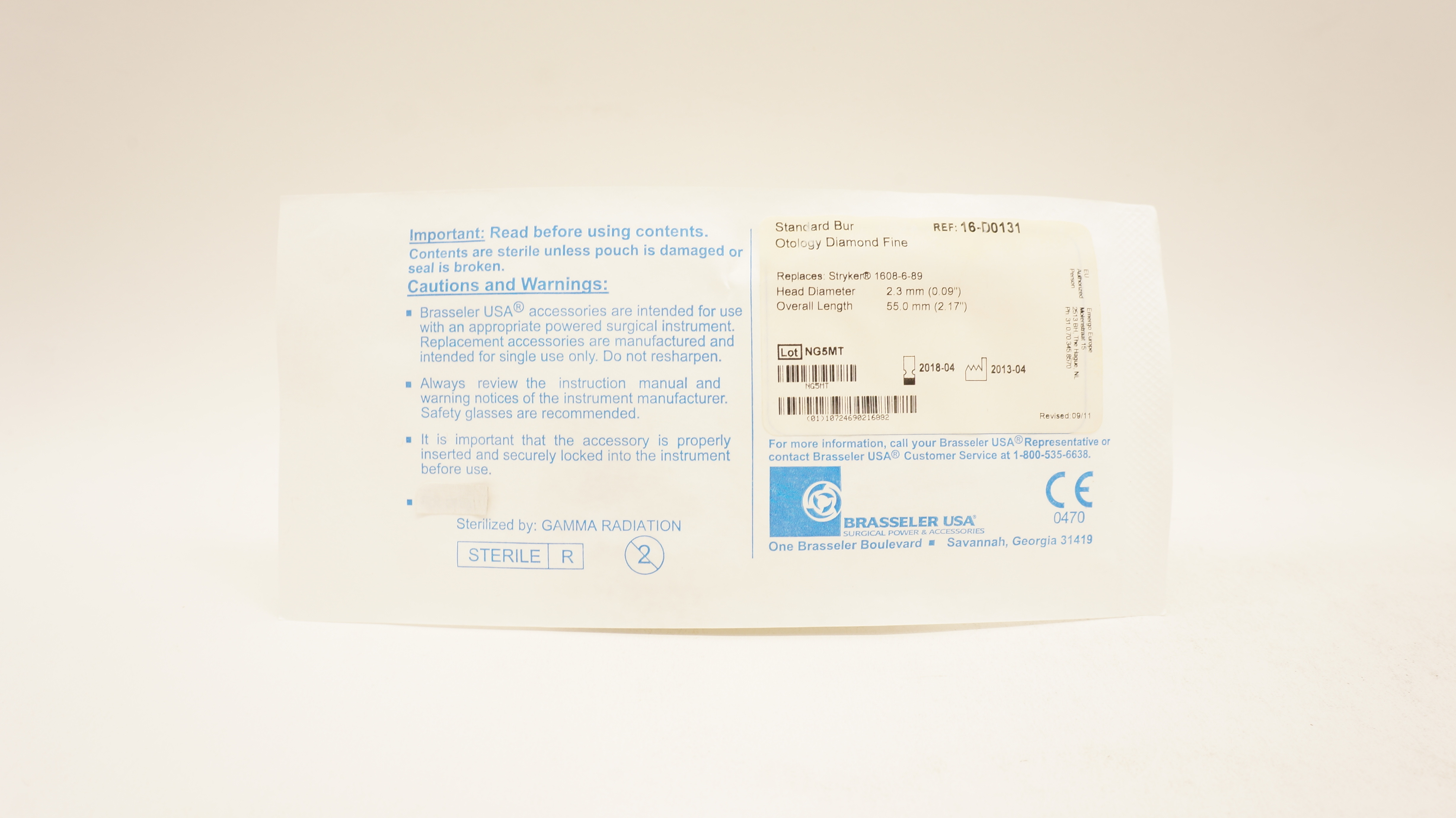 Brasseler 16-D0131 Standard Bur Otology Diamond Fine (x)